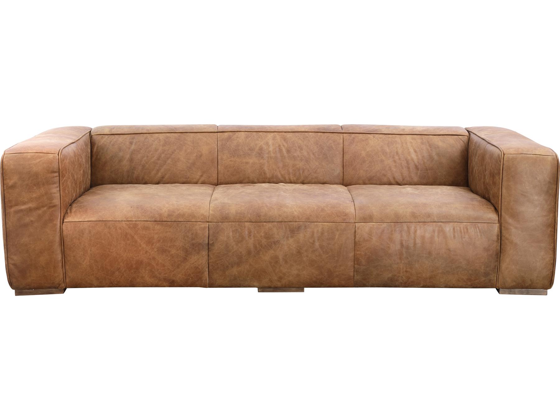 Moe's Home Cappuccino Brown Leather Sofa