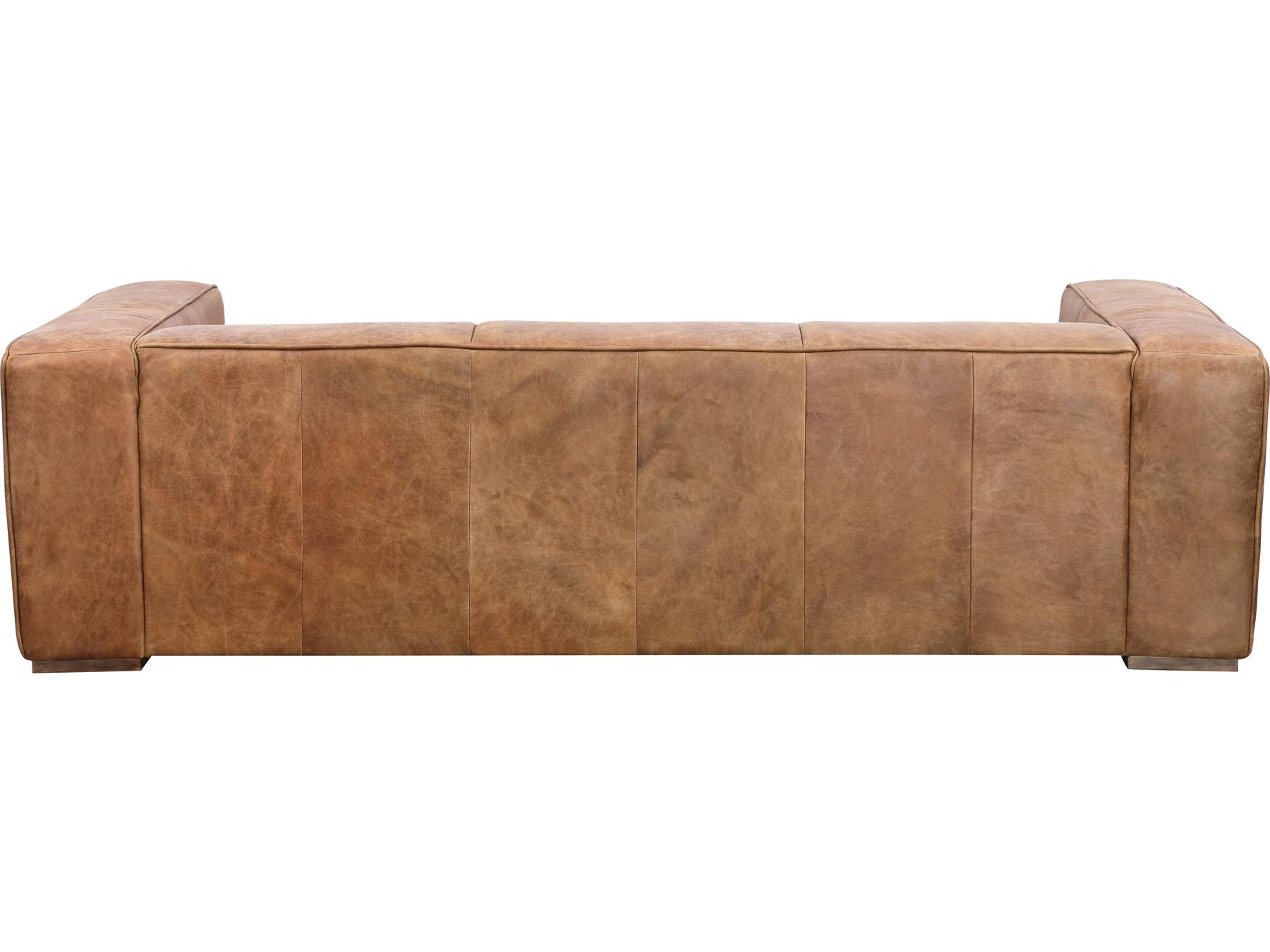 Moe's Home Cappuccino Brown Leather Sofa