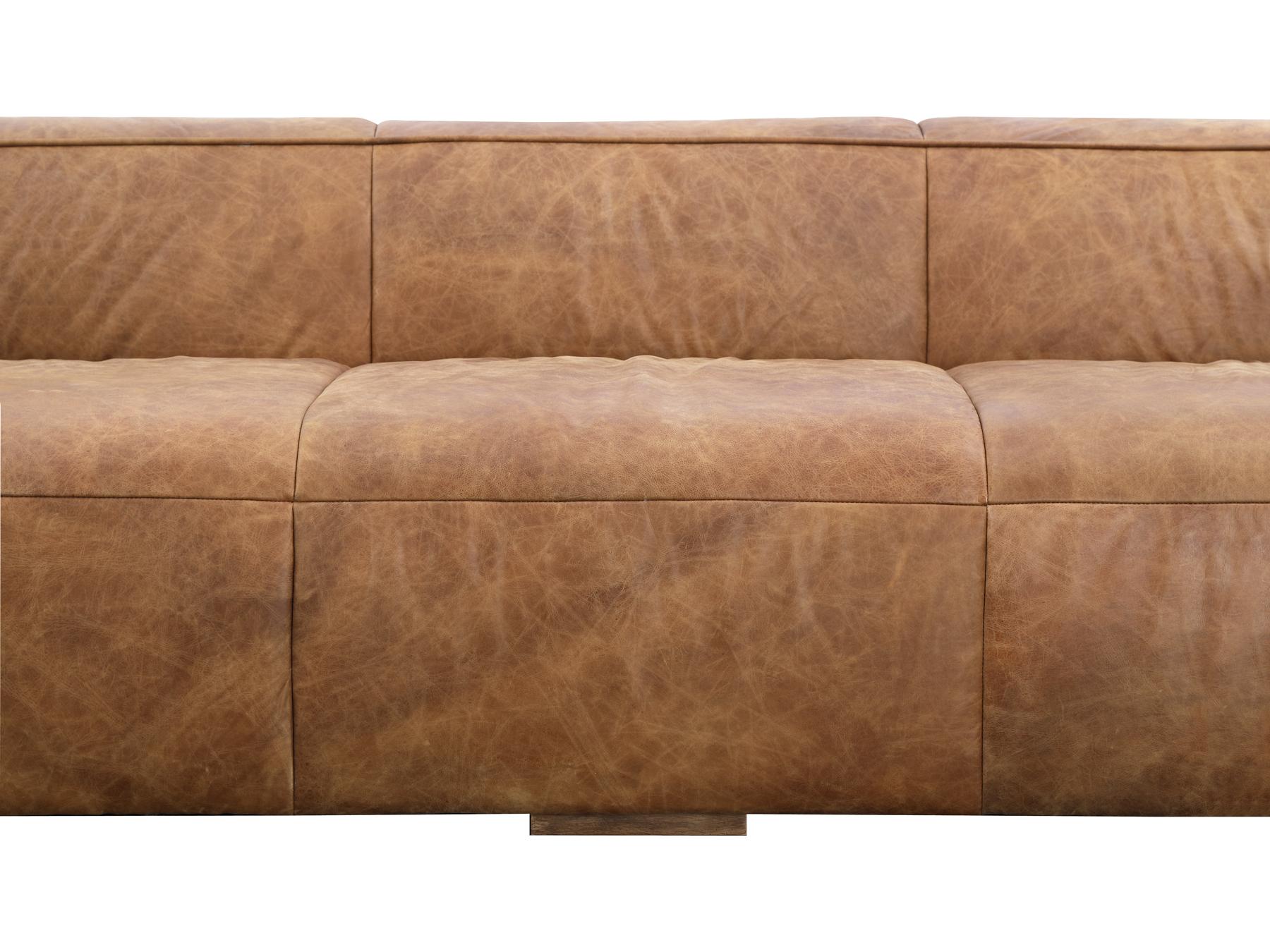 Moe's Home Cappuccino Brown Leather Sofa
