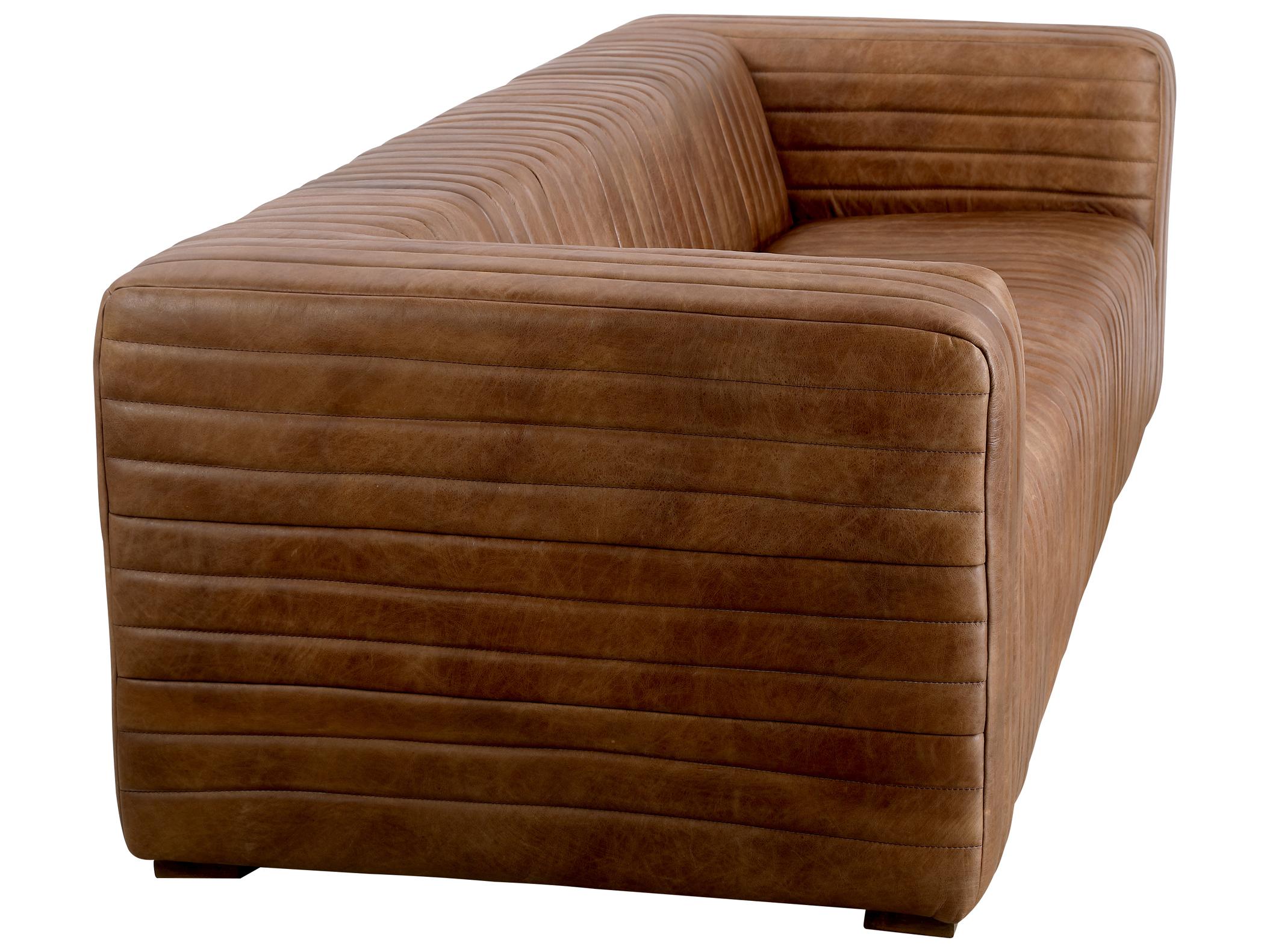 Moe's Home Castle Cappuccino Brown Leather Sofa
