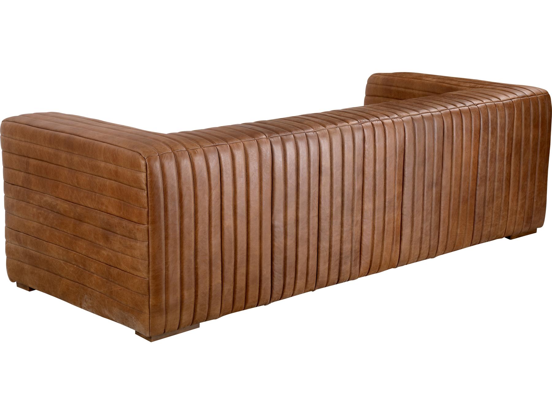 Moe's Home Castle Cappuccino Brown Leather Sofa