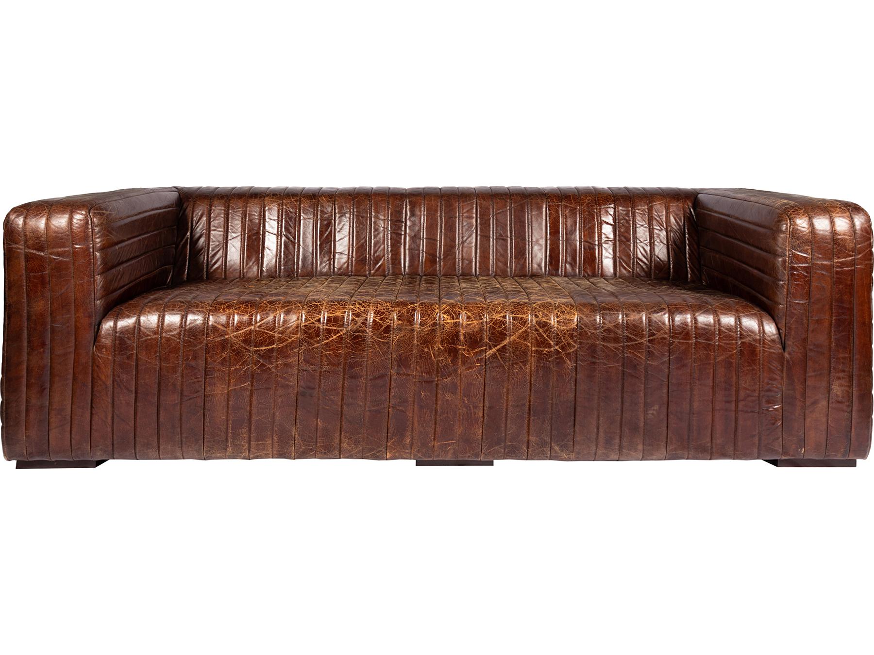Moe's Home Castle Brown Leather Sofa
