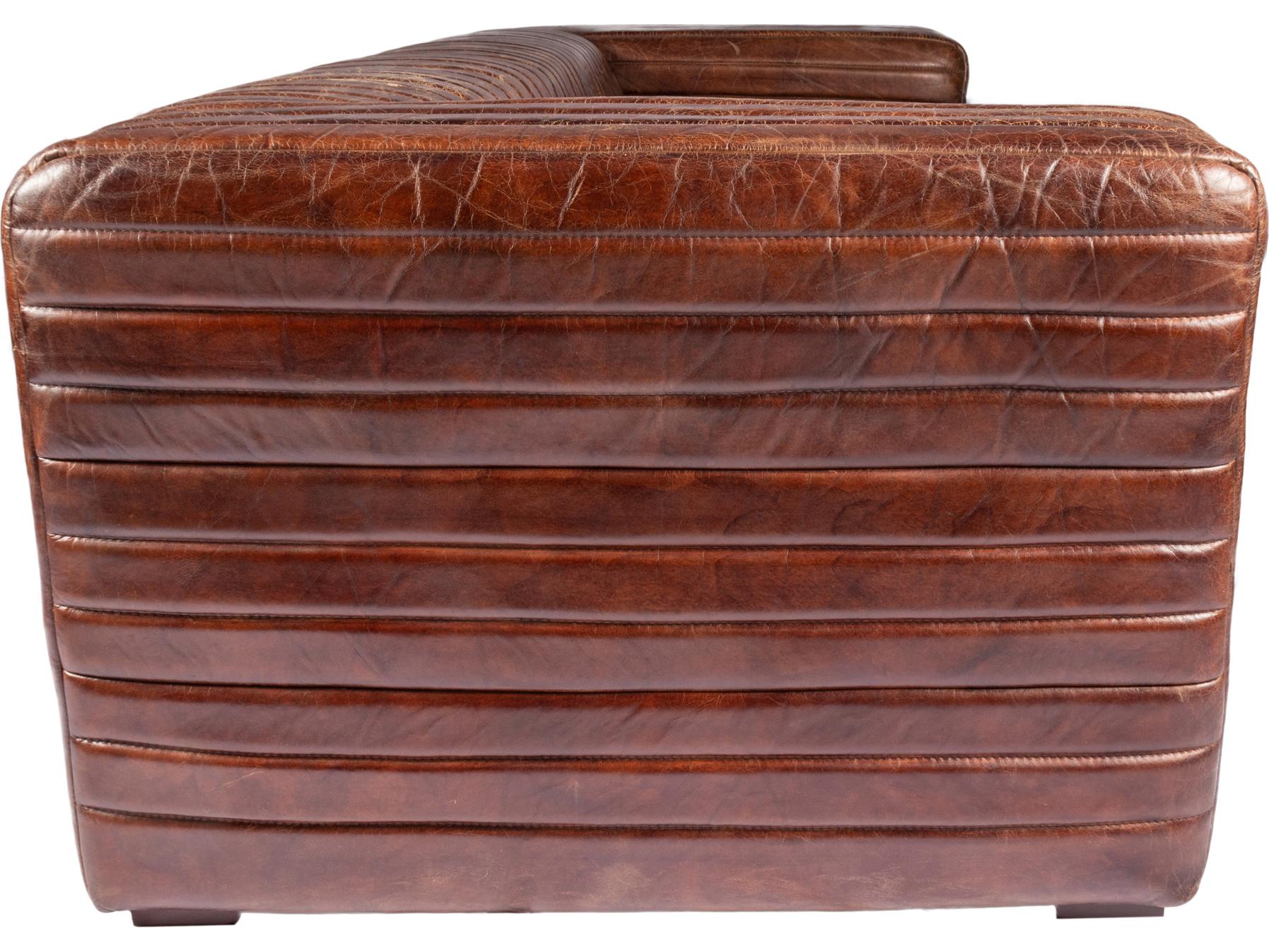 Moe's Home Castle Brown Leather Sofa