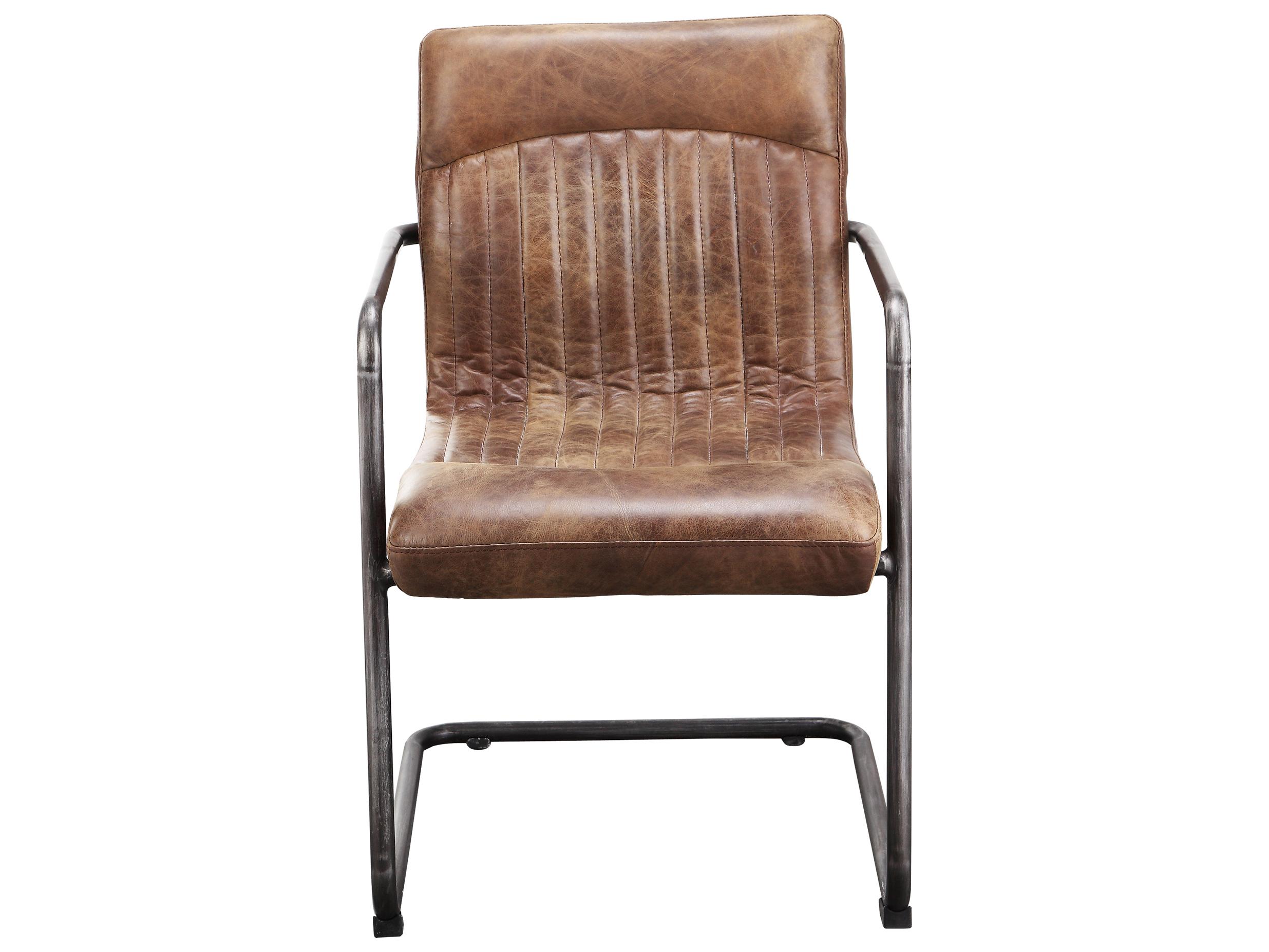 Moe's Home Ansel Leather Ply Wood Brown Upholstered Arm Dining Chair - Set of Two