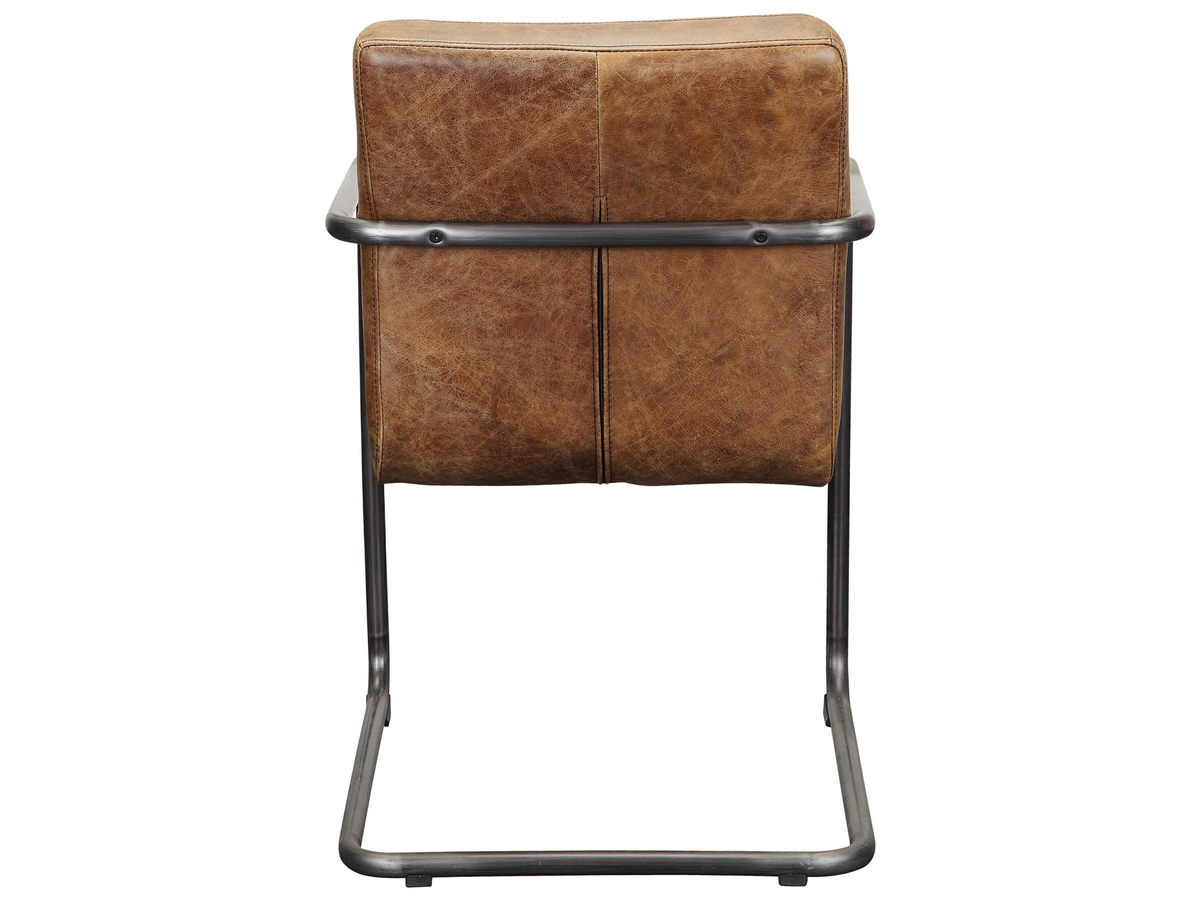 Moe's Home Ansel Leather Ply Wood Brown Upholstered Arm Dining Chair - Set of Two