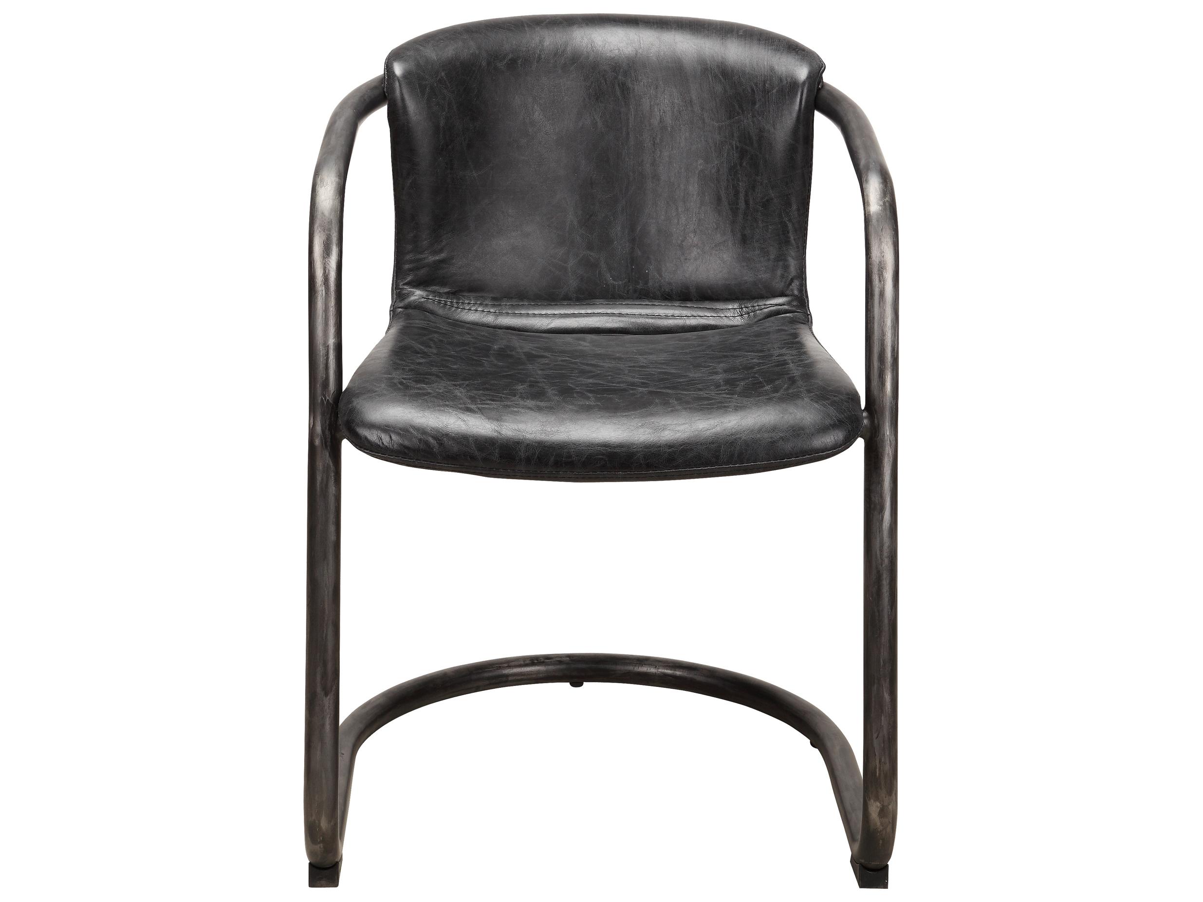 Moe's Home Freeman Leather Ply Wood Black Upholstered Arm Dining Chair - Set of Two