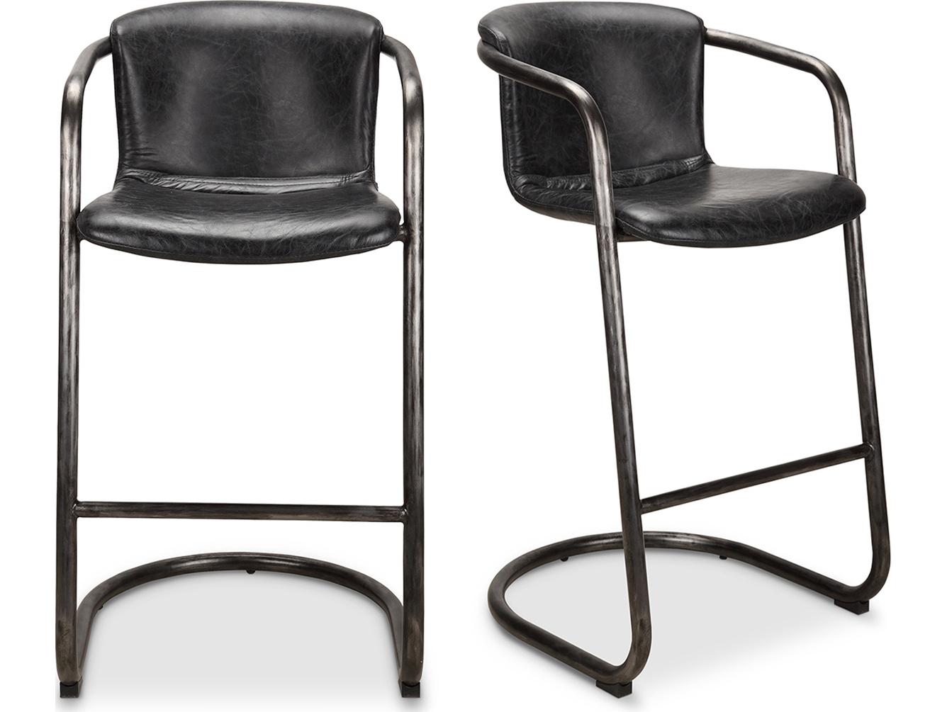 Moe's Home Freeman Leather Bar Stool - Set of Two