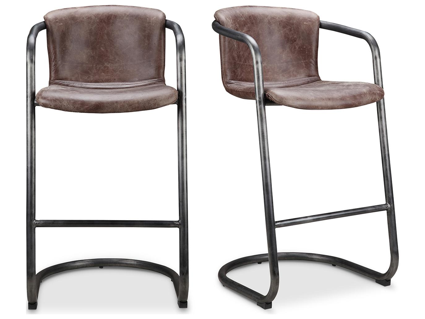 Moe's Home Freeman Leather Bar Stool - Set of Two
