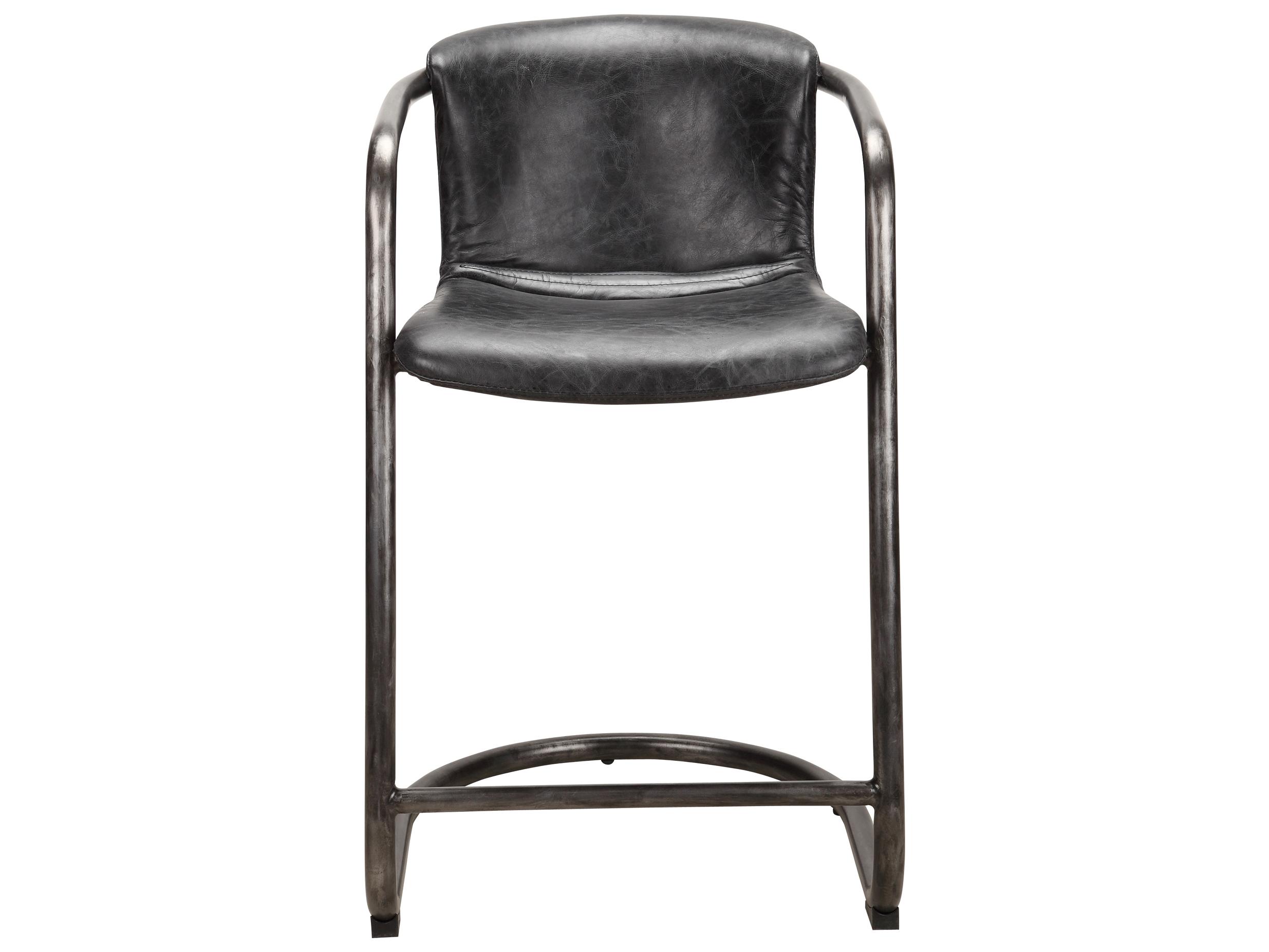 Moe's Home Freeman Leather Ply Wood Black Counter Stool - Set of Two