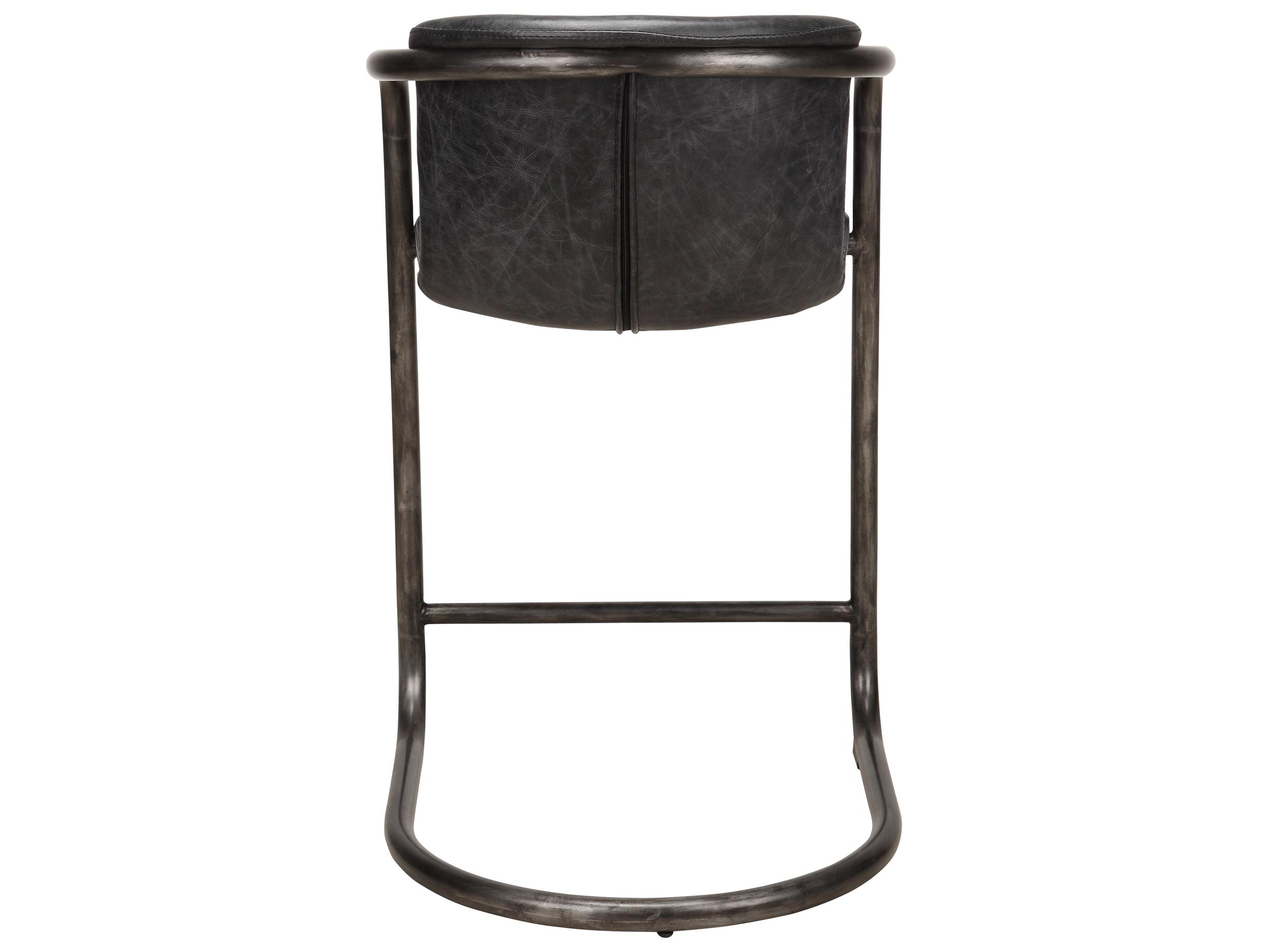 Moe's Home Freeman Leather Ply Wood Black Counter Stool - Set of Two
