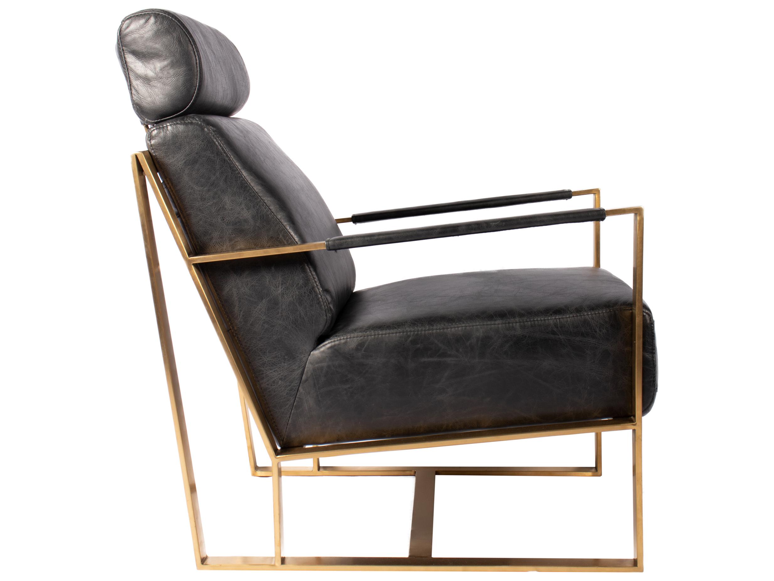 Moe's Home Black Leather Accent Chair