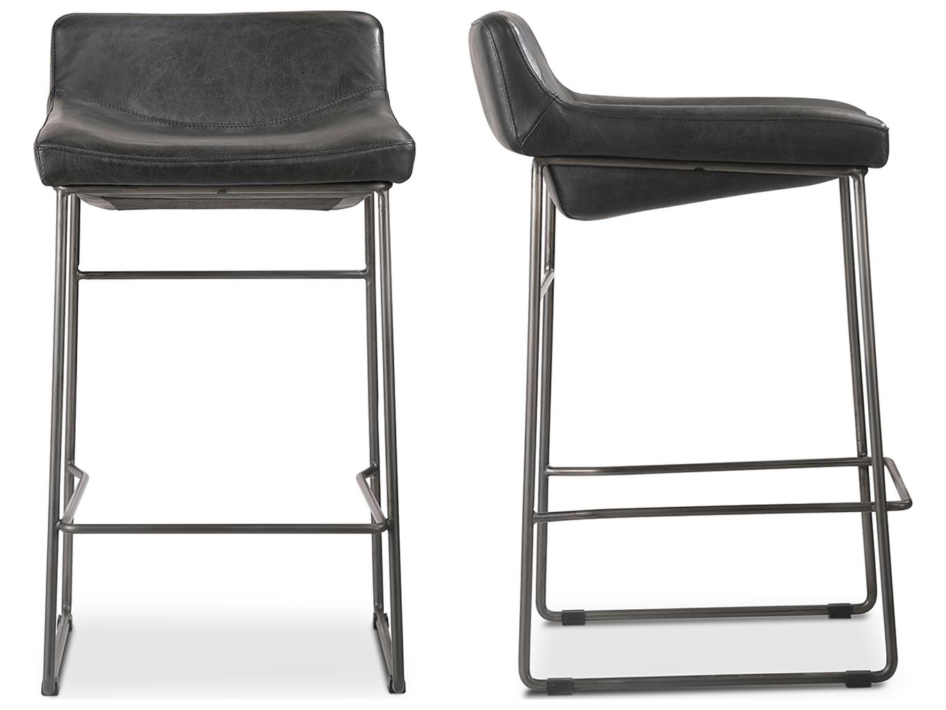 Moe's Home Leather Black Counter Stool - Set of Two