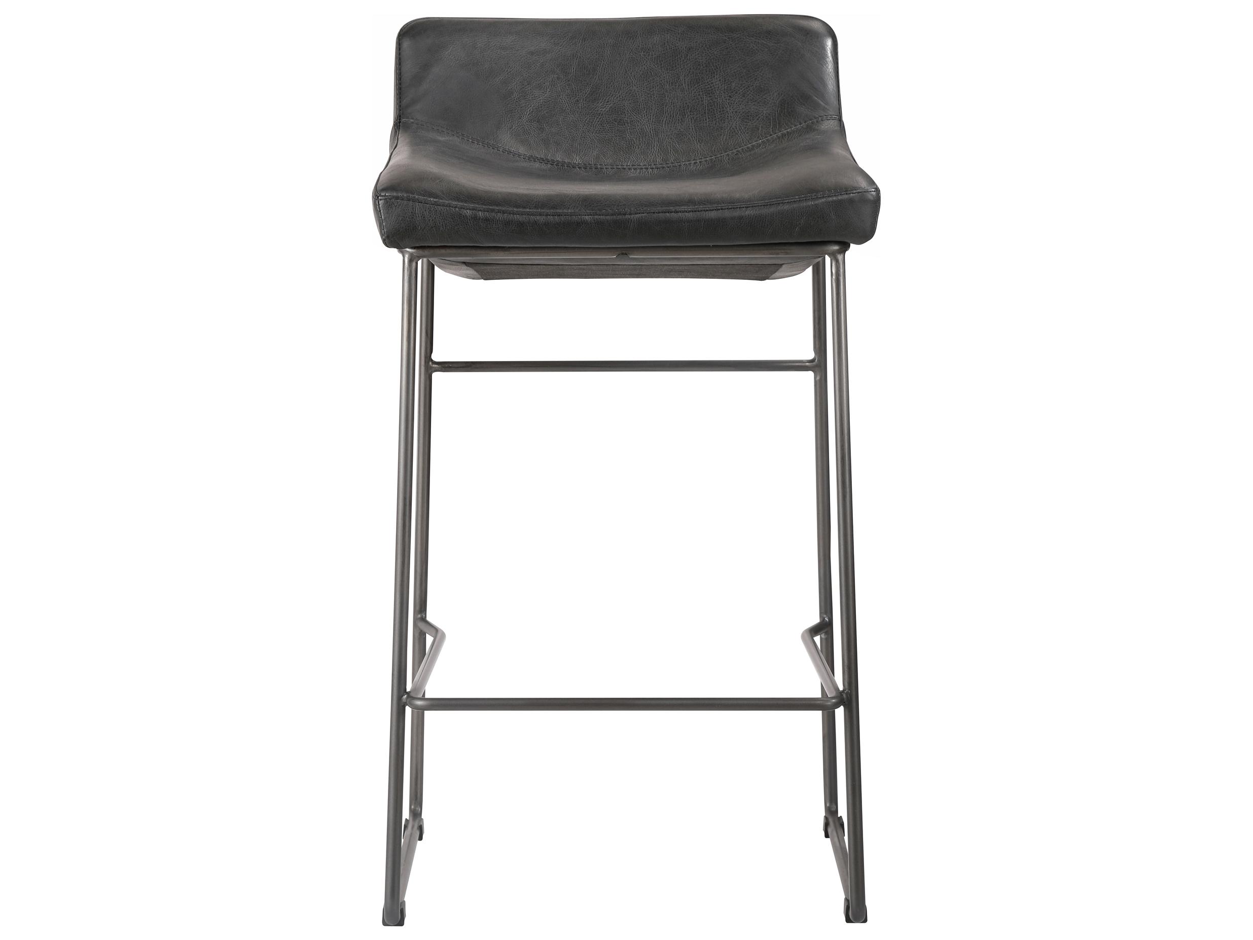 Moe's Home Leather Black Counter Stool - Set of Two