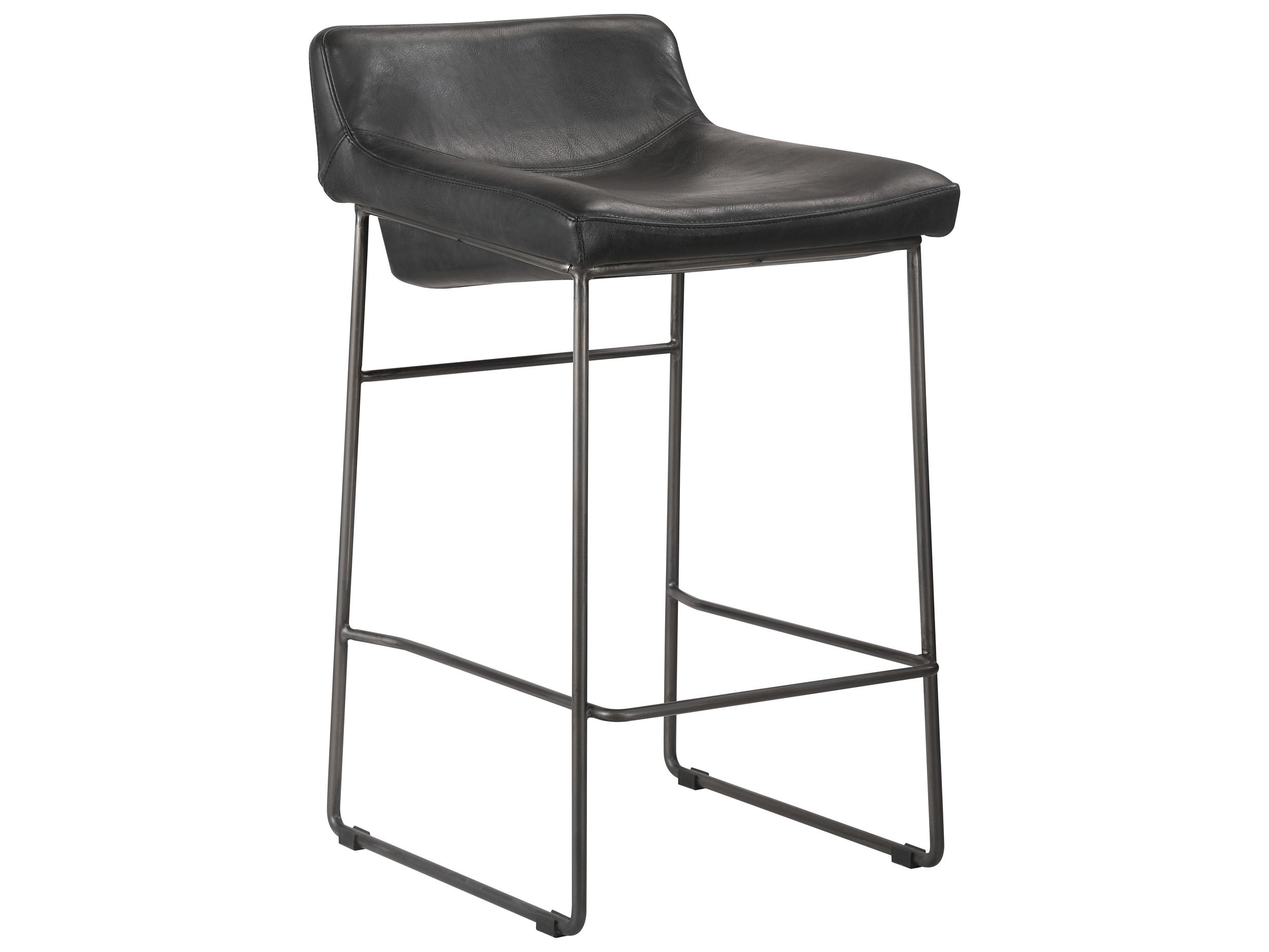 Moe's Home Leather Black Counter Stool - Set of Two