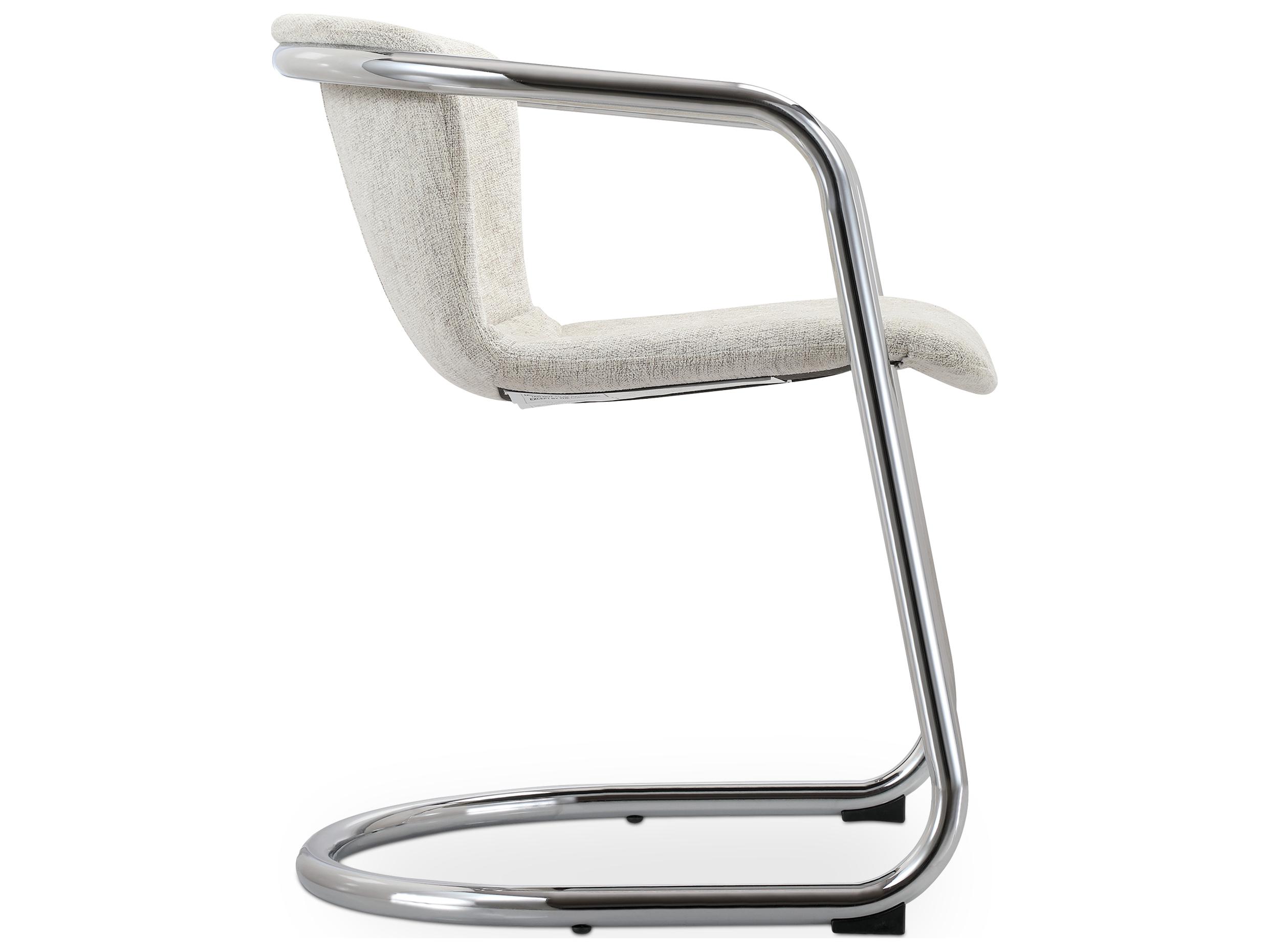 Moe's Home Freeman Beige Upholstered Arm Dining Chair - Set of Two