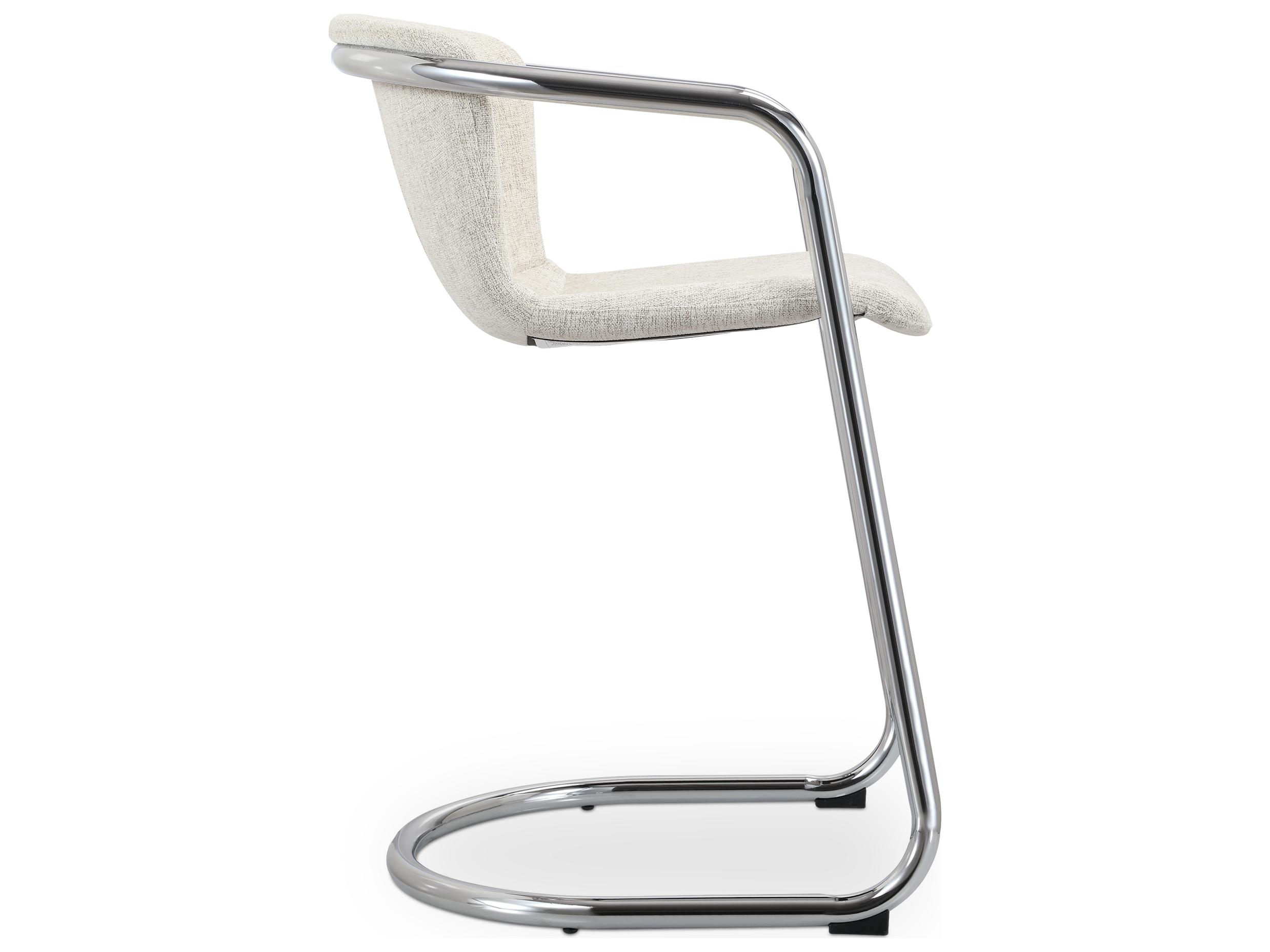 Moe's Home Freeman Upholstered Blended Cream Chrome Counter Stool Set of Two - Set of Two