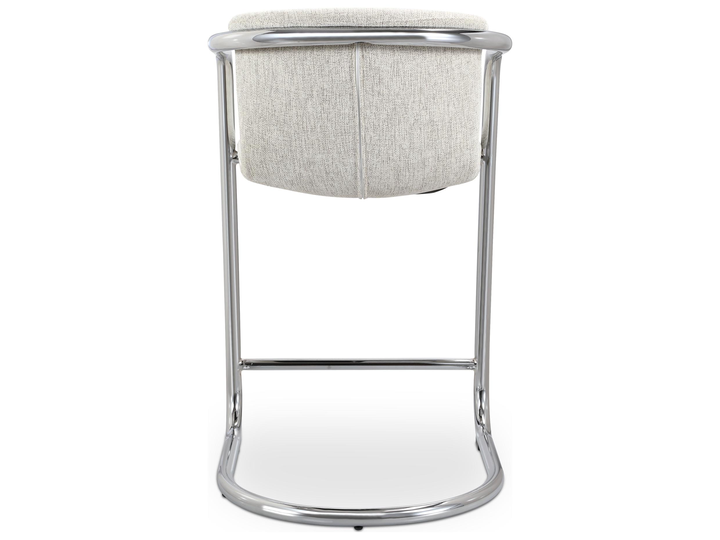 Moe's Home Freeman Upholstered Blended Cream Chrome Counter Stool Set of Two - Set of Two