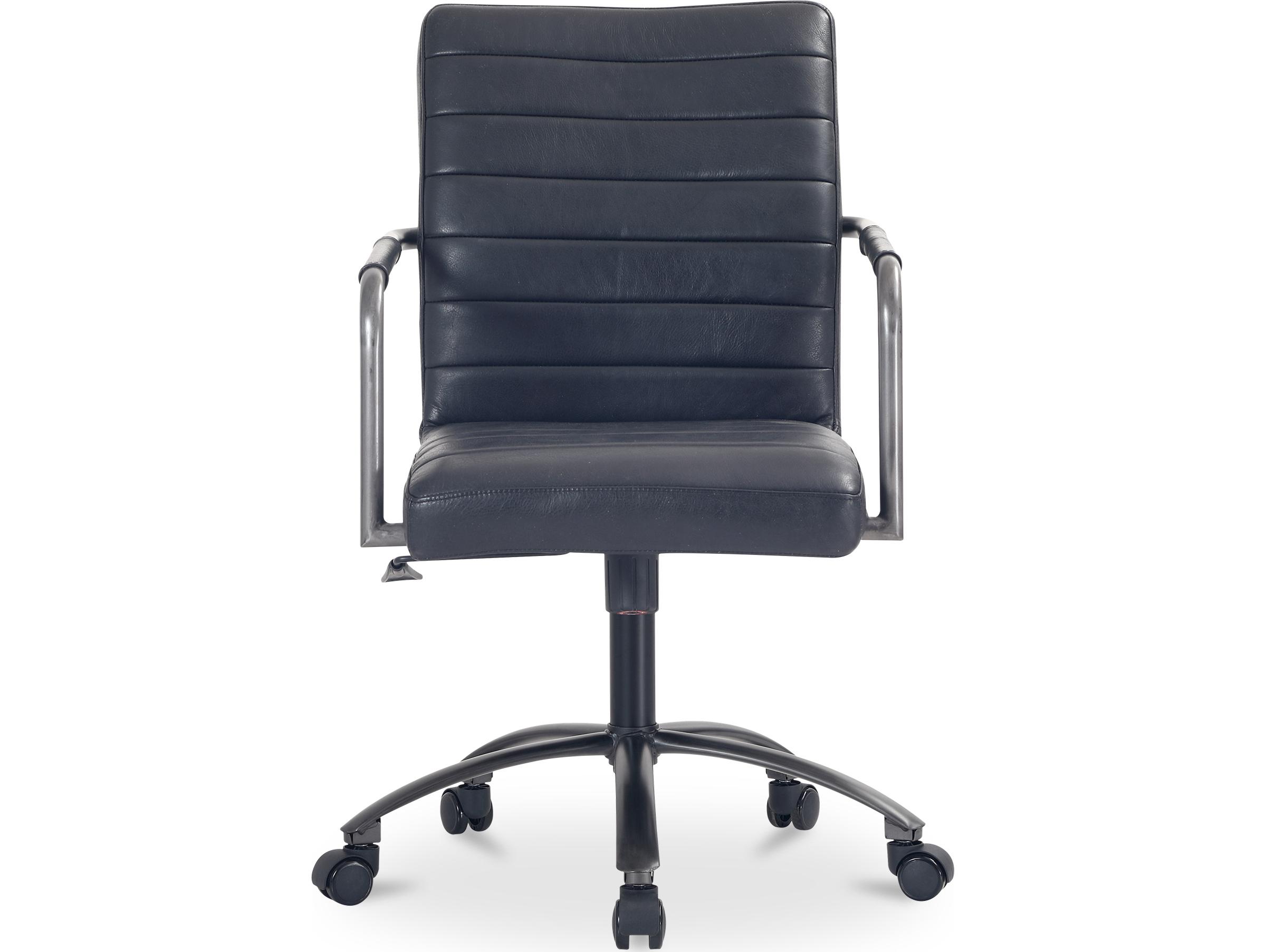 Moe's Home Roy Black Leather Adjustable Executive Desk Chair