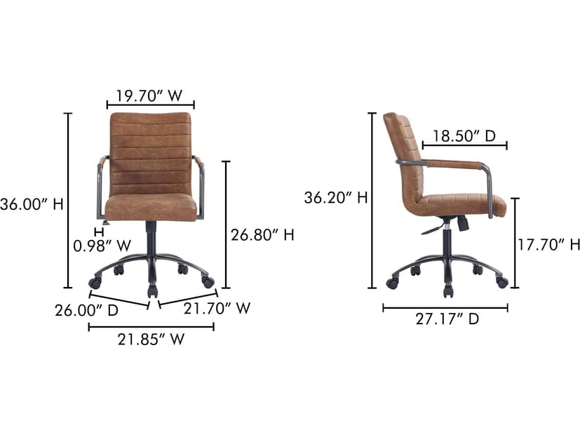 Moe's Home Roy Brown Leather Adjustable Office Chair