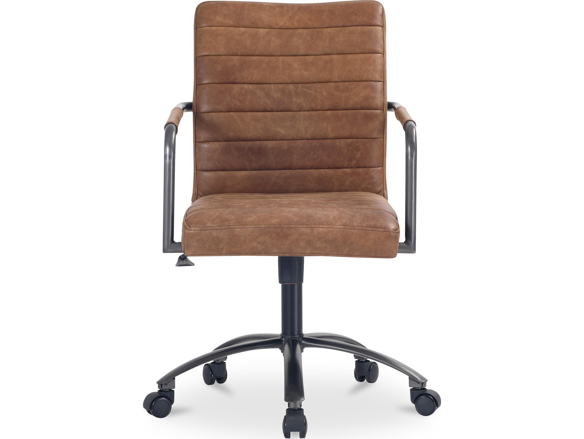 Moe's Home Roy Brown Leather Adjustable Office Chair