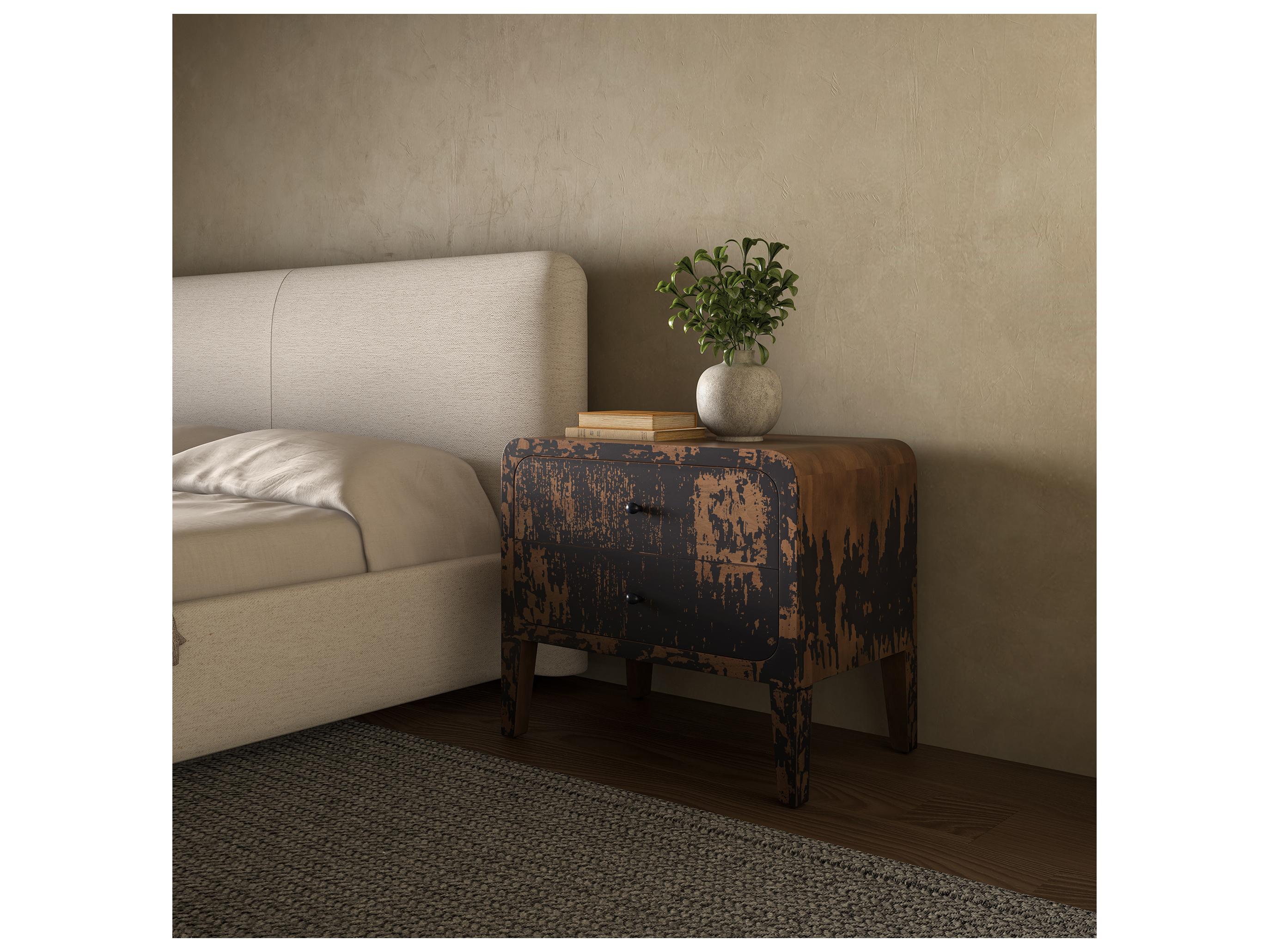 Moe's Home Iris 2-Drawers Black Mango Wood Nightstand