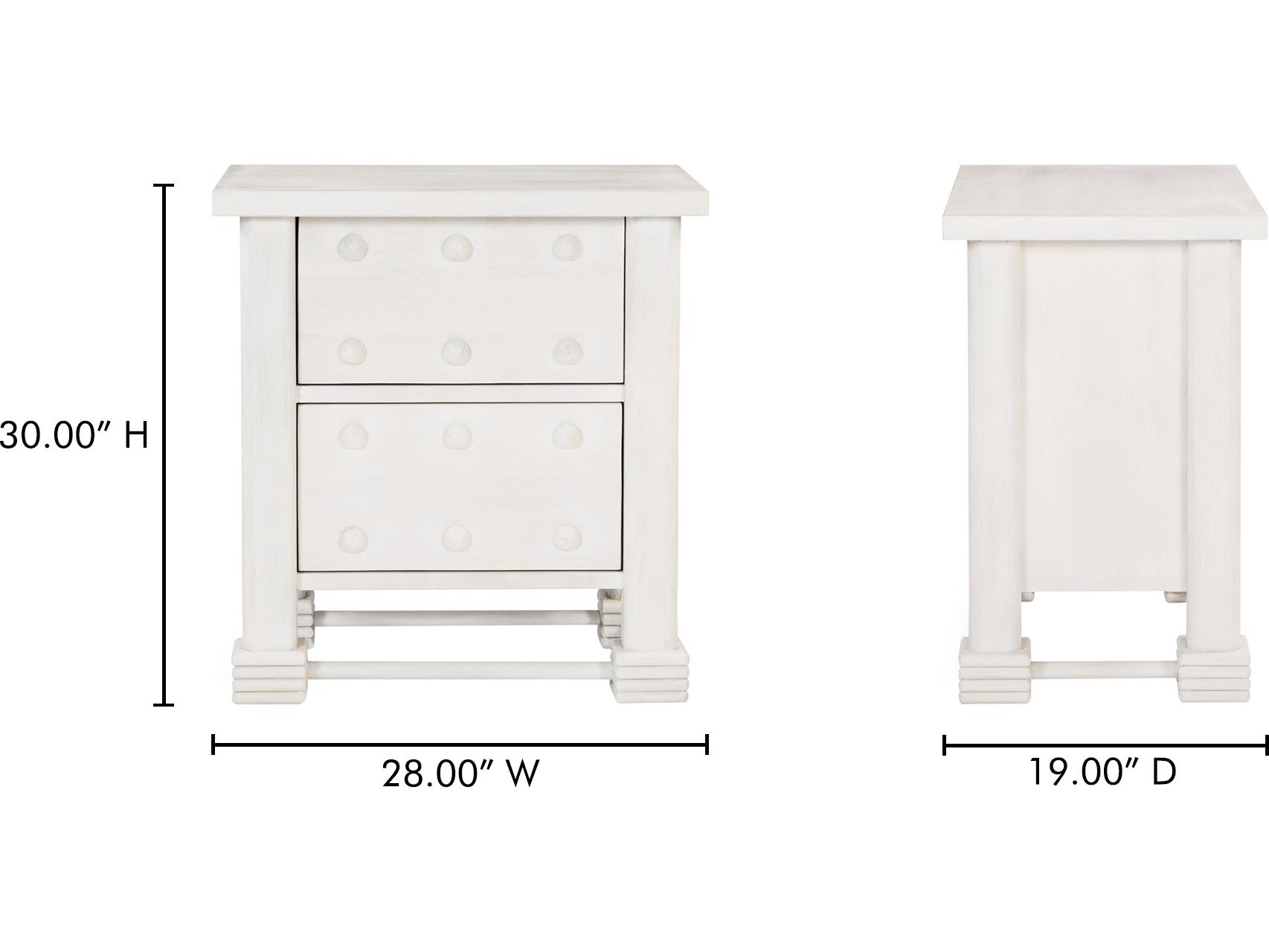 Moe's Home Clement 2-Drawers White Mango Wood Nightstand