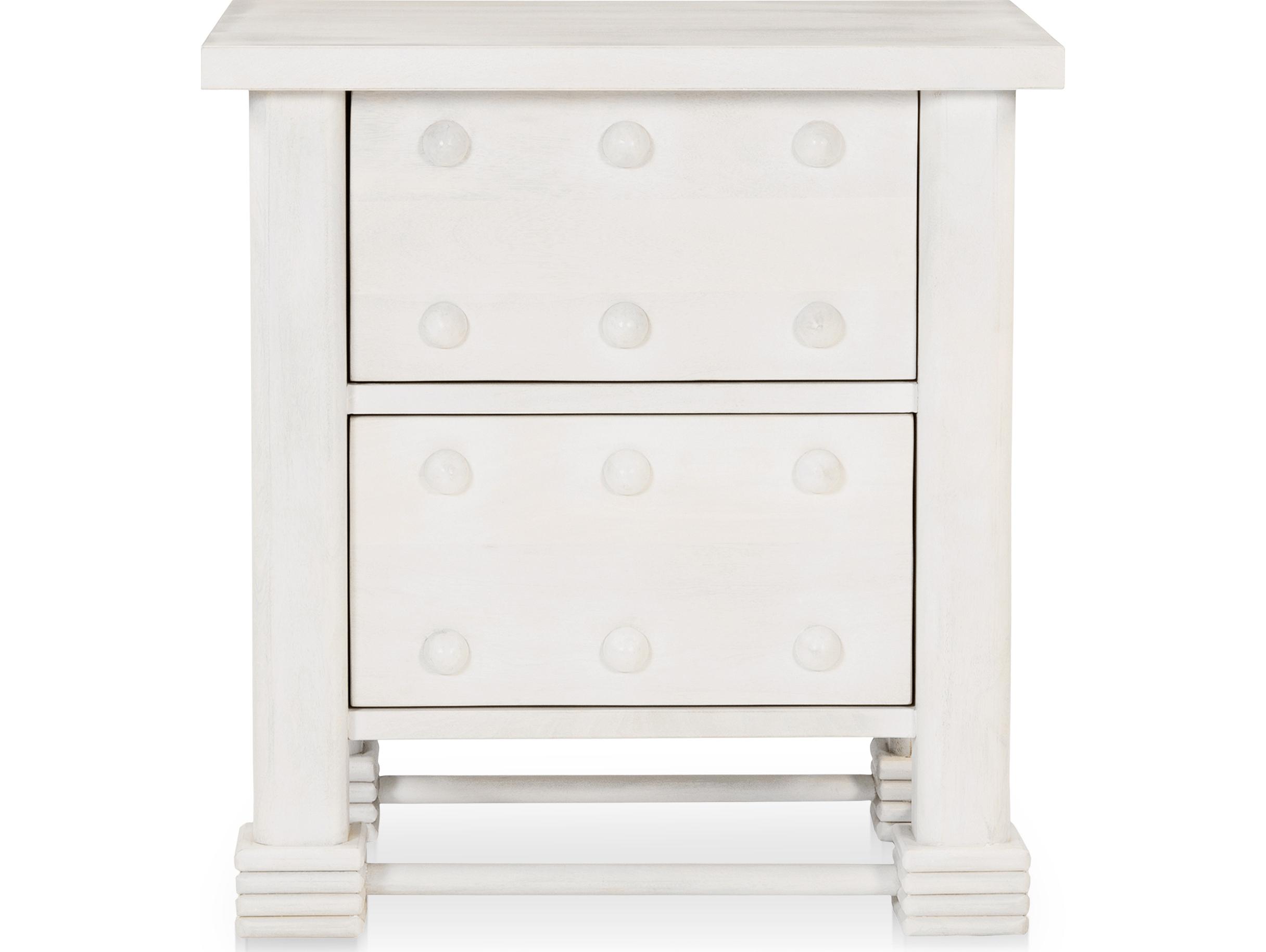 Moe's Home Clement 2-Drawers White Mango Wood Nightstand