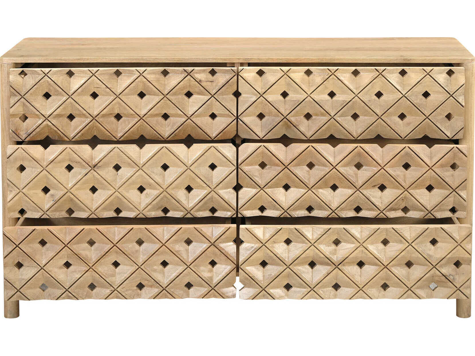 Moe's Home Fulton 6-Drawers Mango Wood Double Dresser