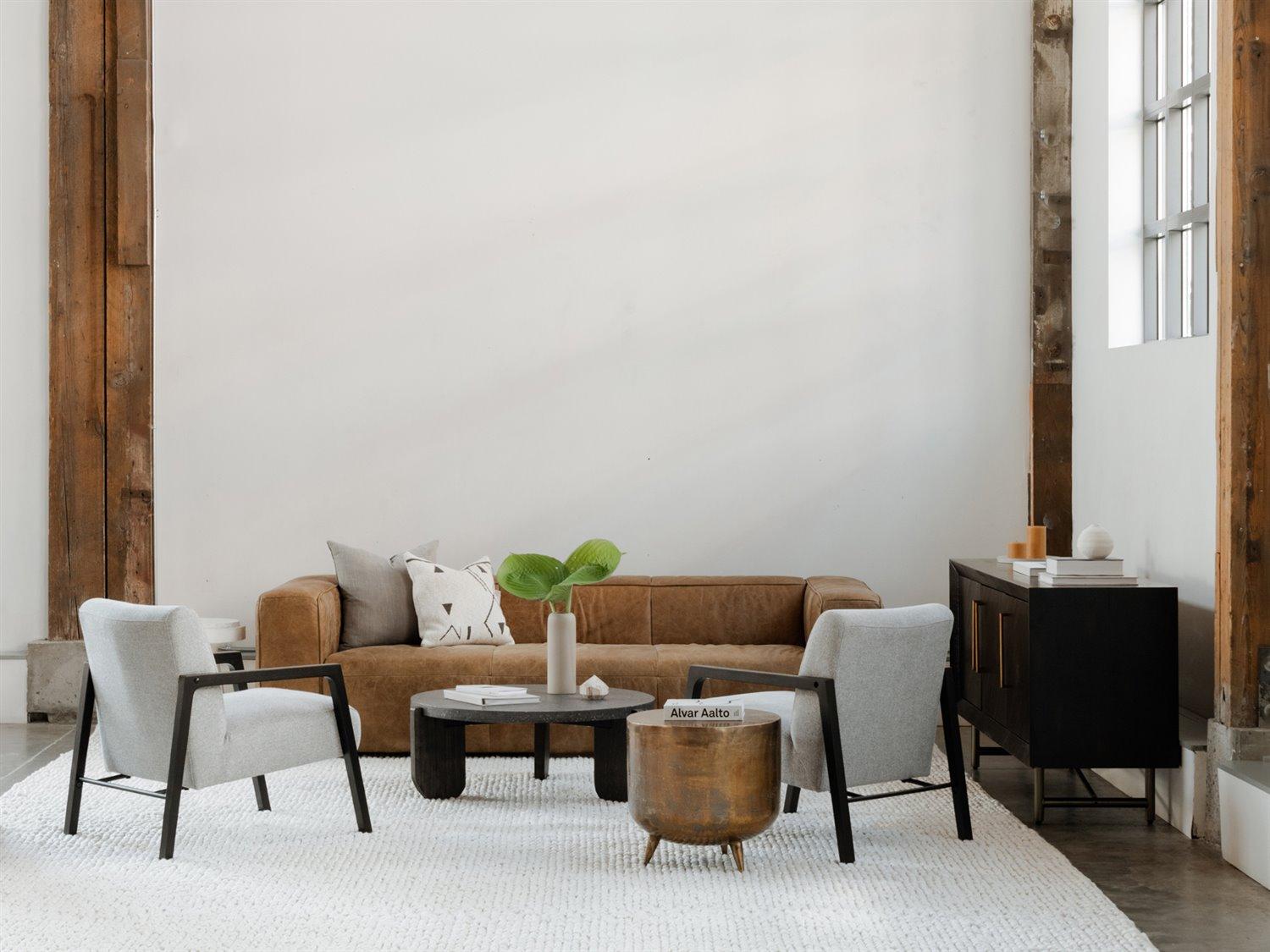 Moe's Home Round Metal Brass End Table