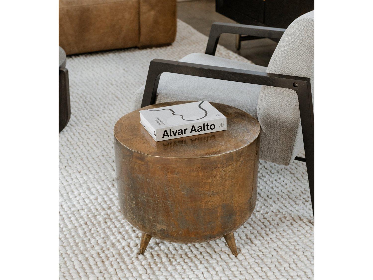Moe's Home Round Metal Brass End Table