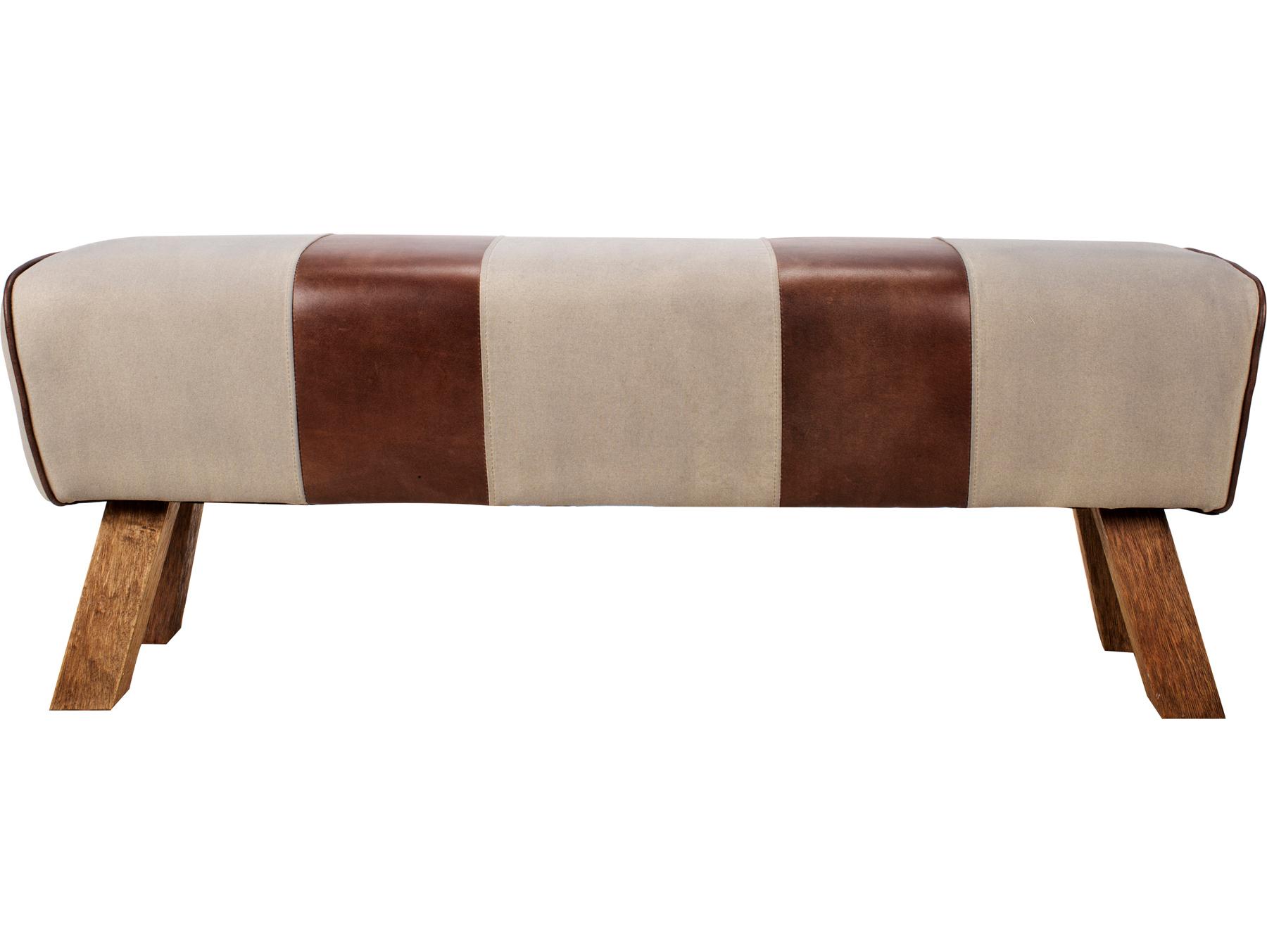 Moe's Home Brown Beige Leather Accent Bench
