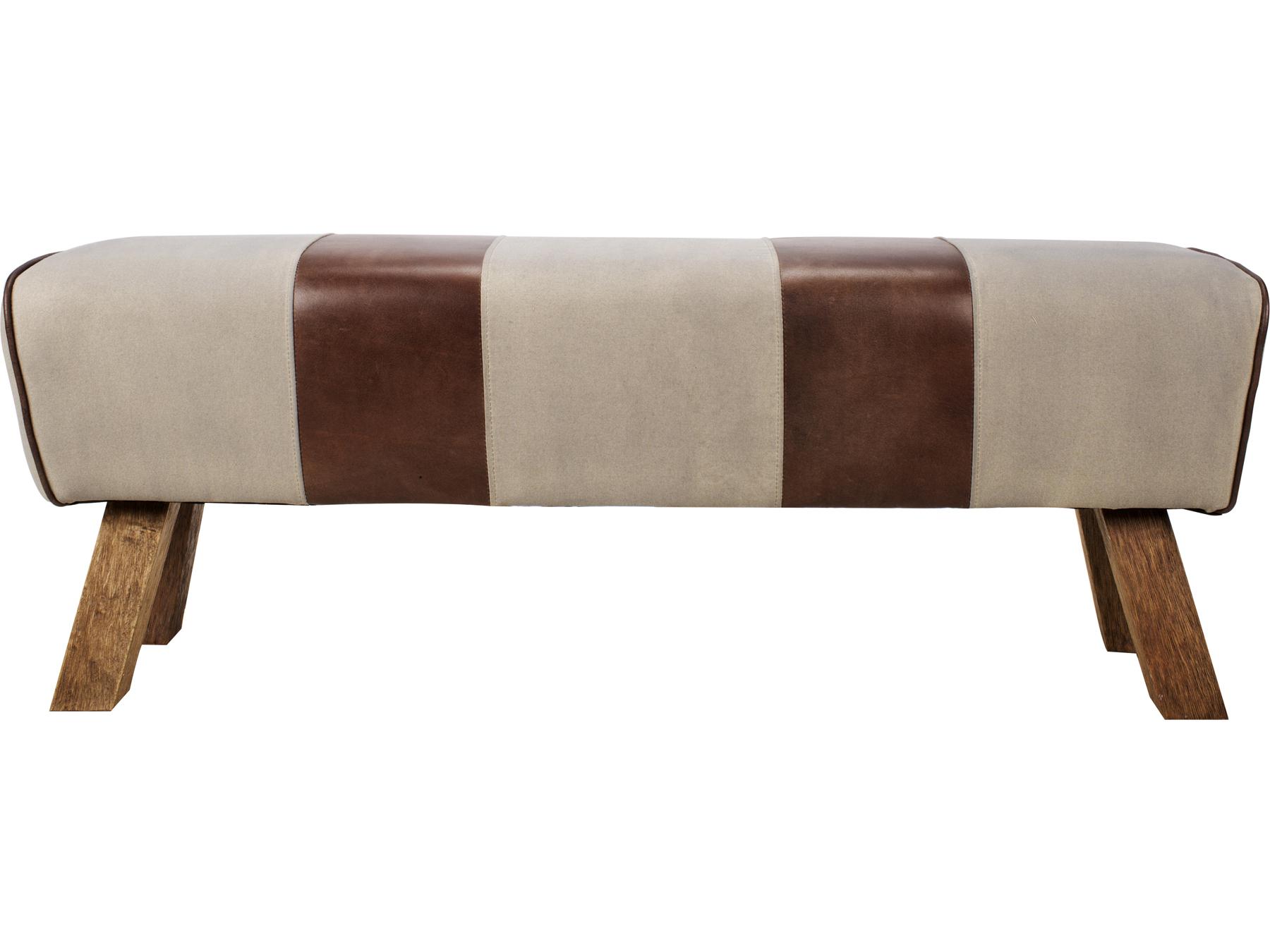 Moe's Home Brown Beige Leather Accent Bench