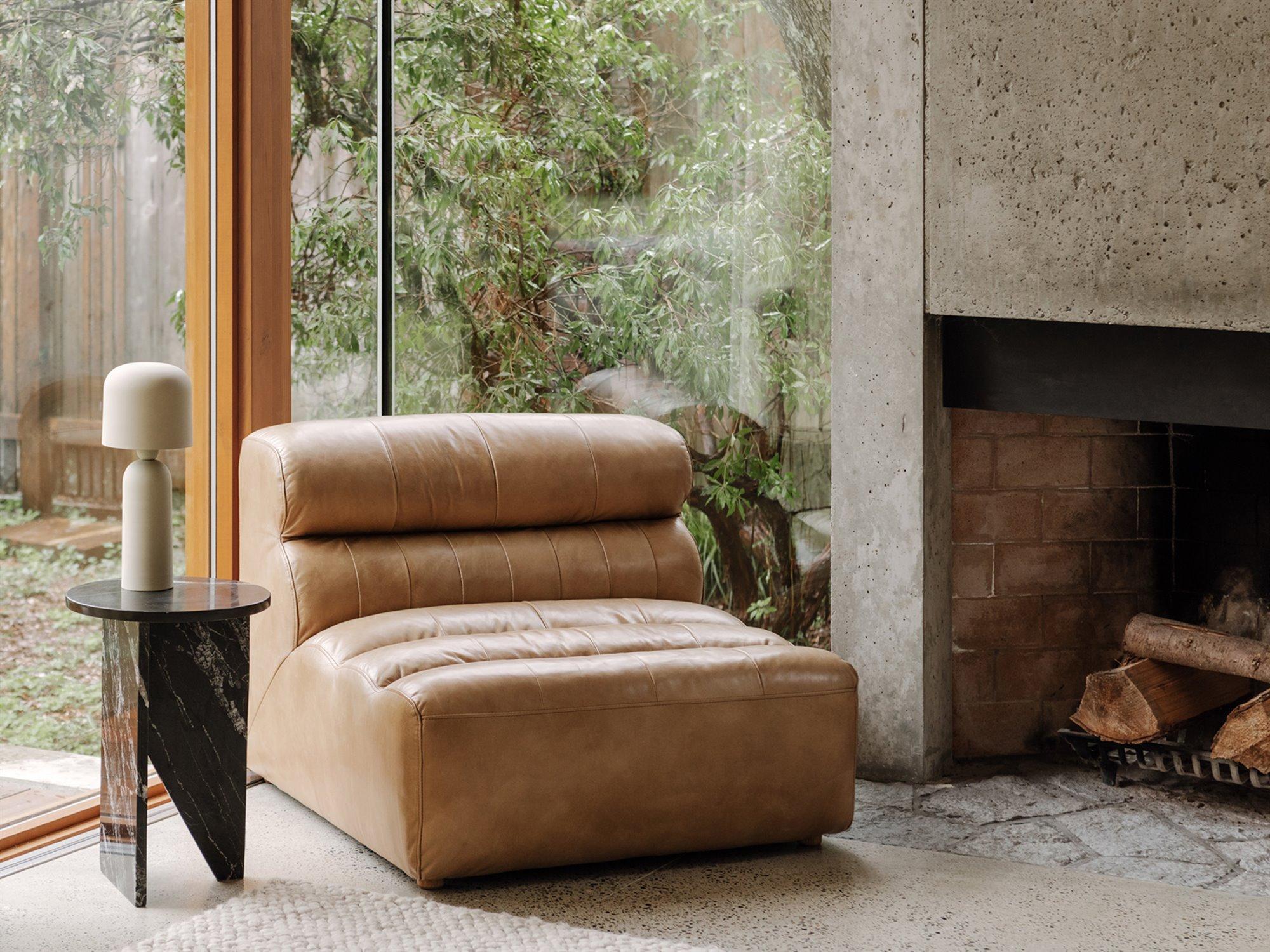 Moe's Home Beige Leather Accent Chair