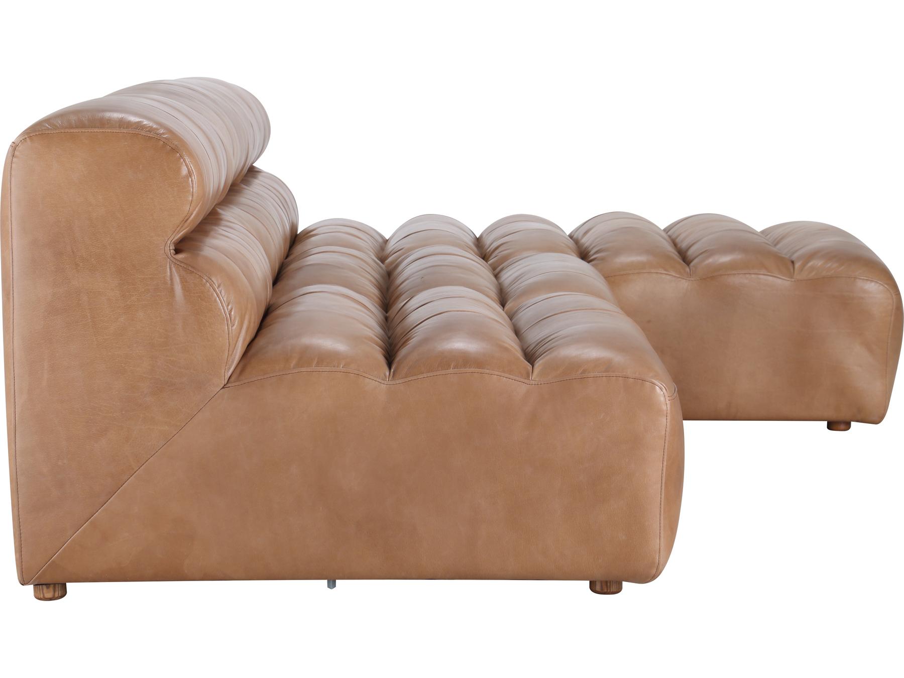 Moe's Home Ramsay Brown Leather Sectional Sofa