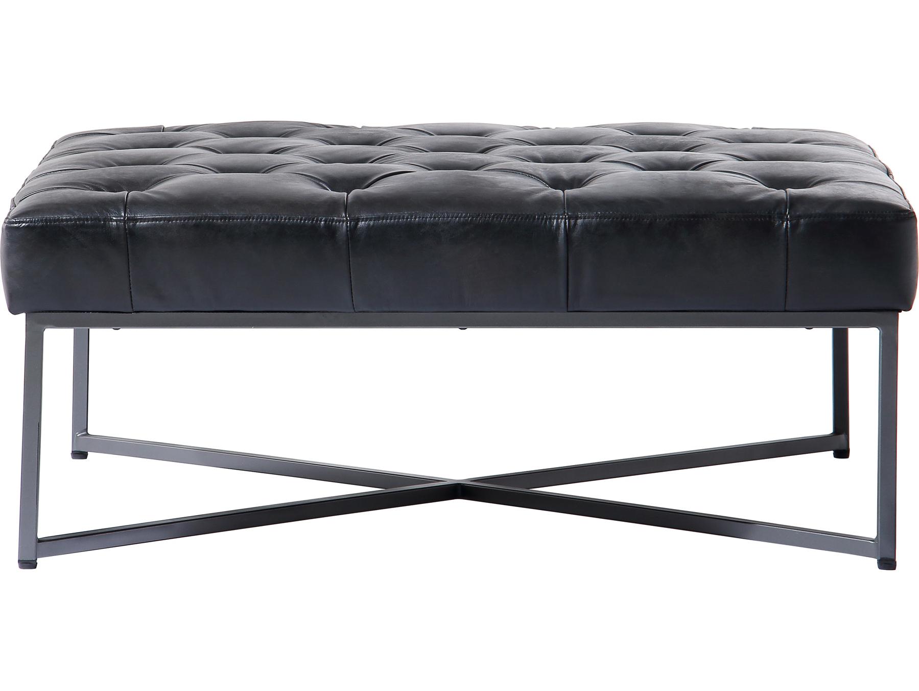 Moe's Home Square Leather Black Tufted Coffee Table