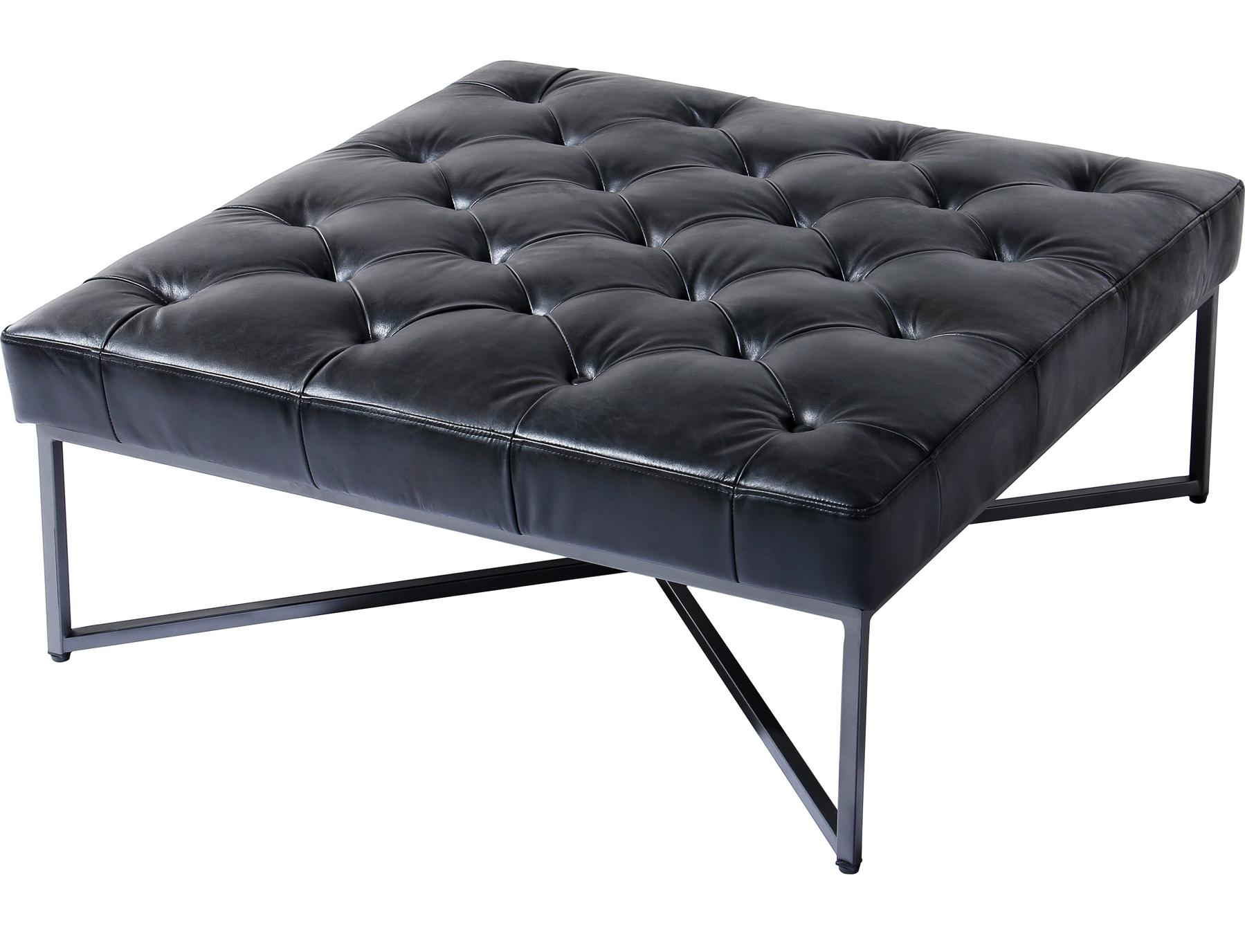 Moe's Home Square Leather Black Tufted Coffee Table