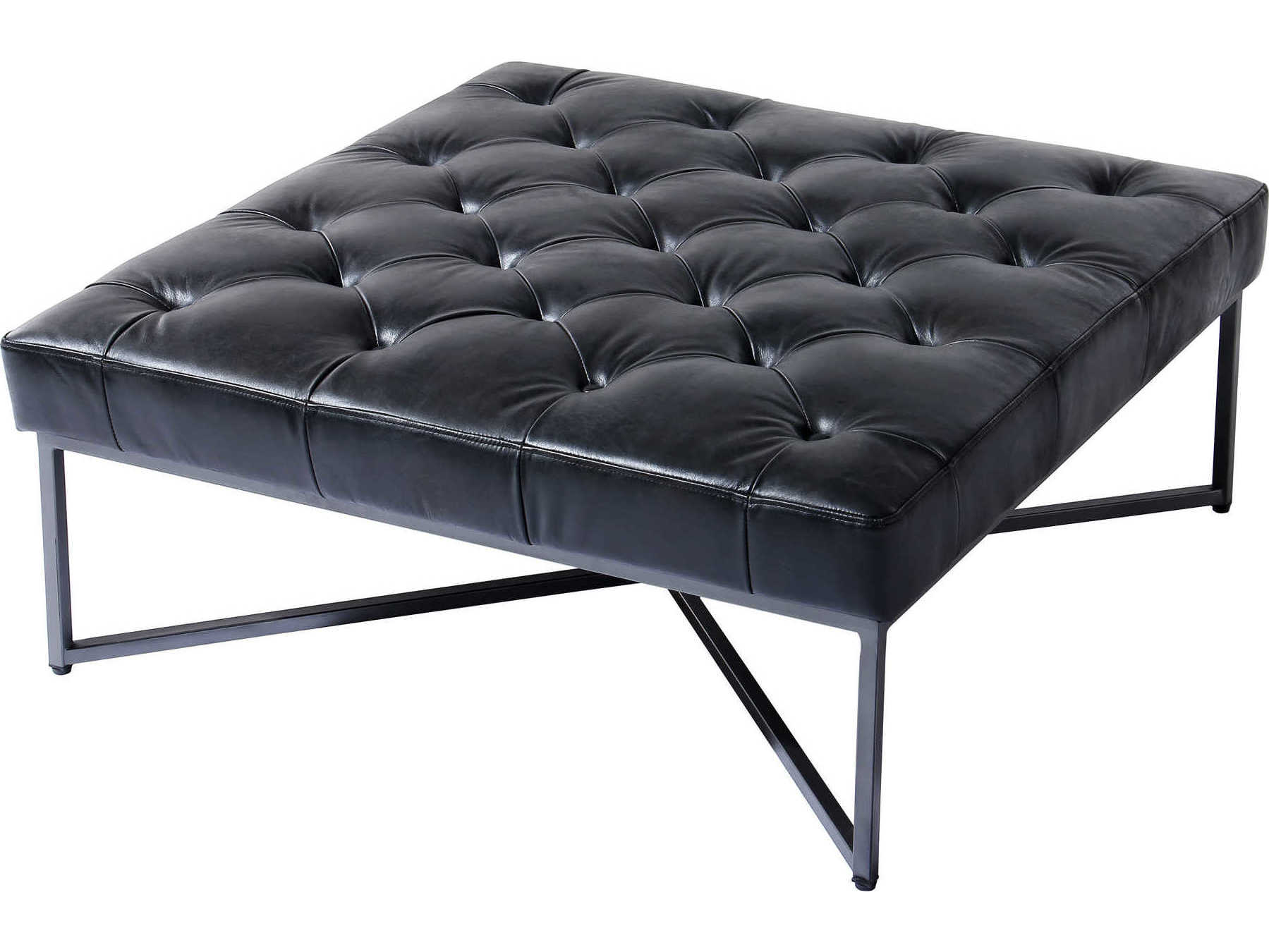 Moe's Home Square Leather Black Tufted Coffee Table
