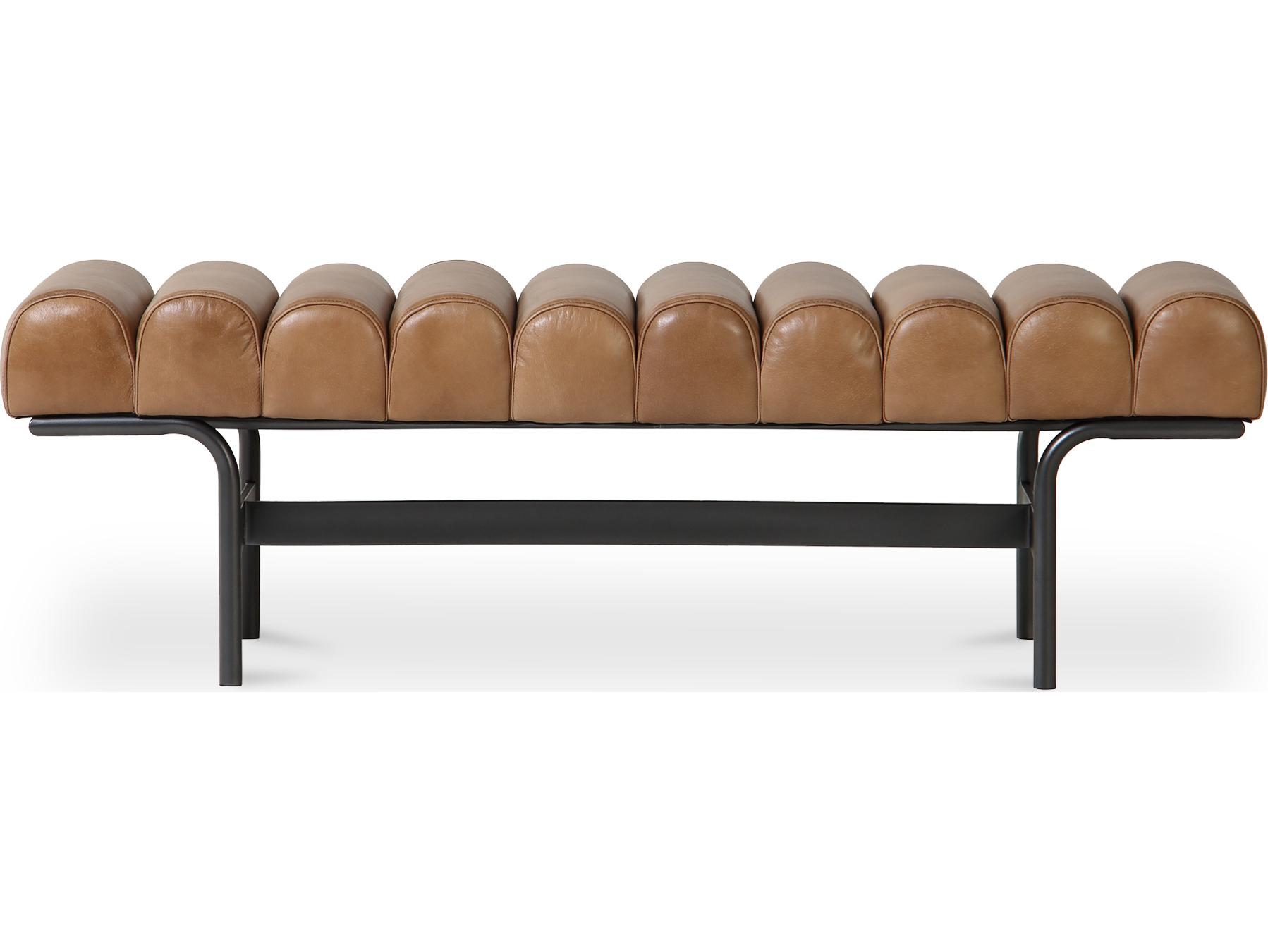 Moe's Home Harrison Tan Brown Leather Accent Bench