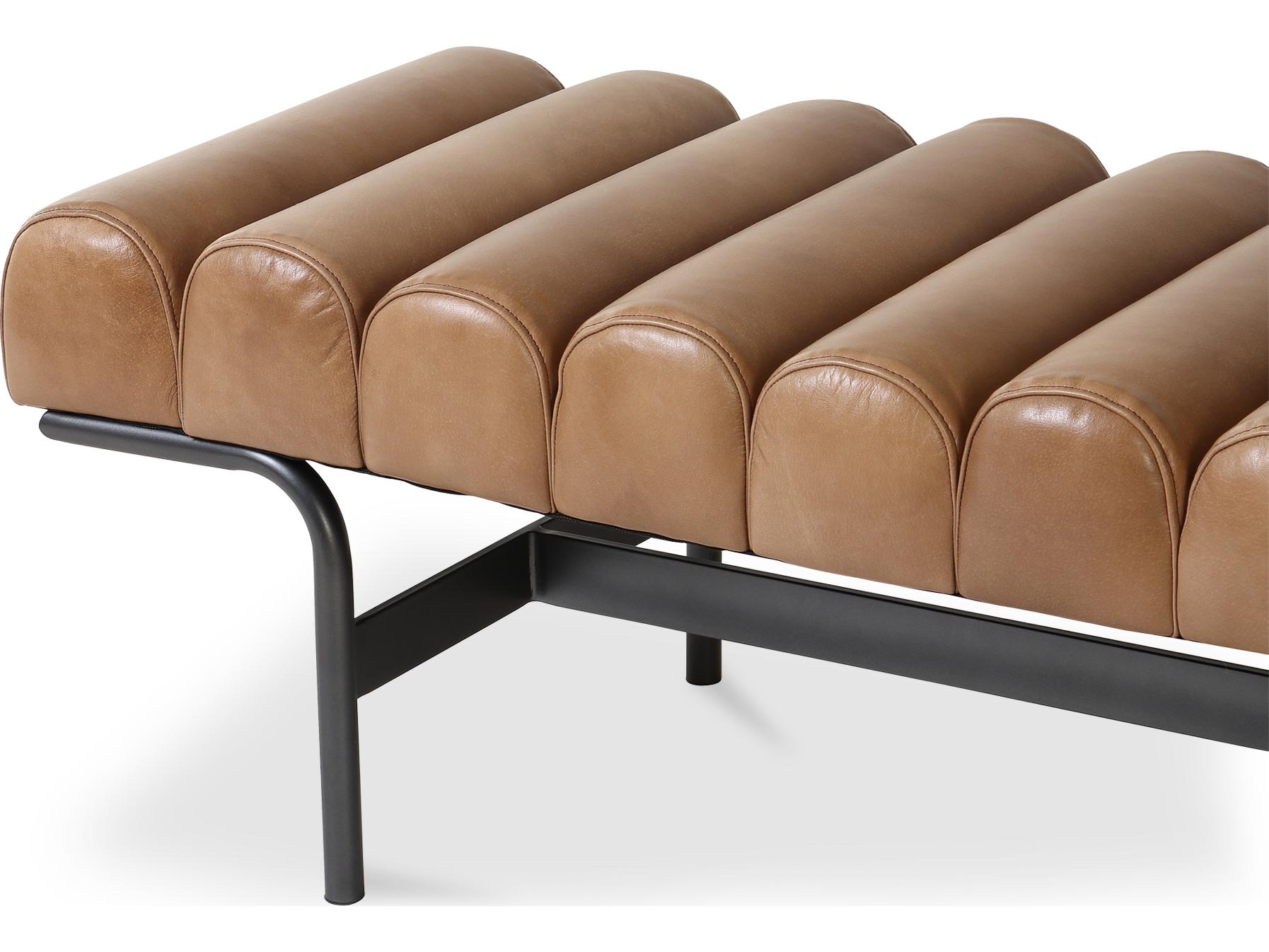 Moe's Home Harrison Tan Brown Leather Accent Bench