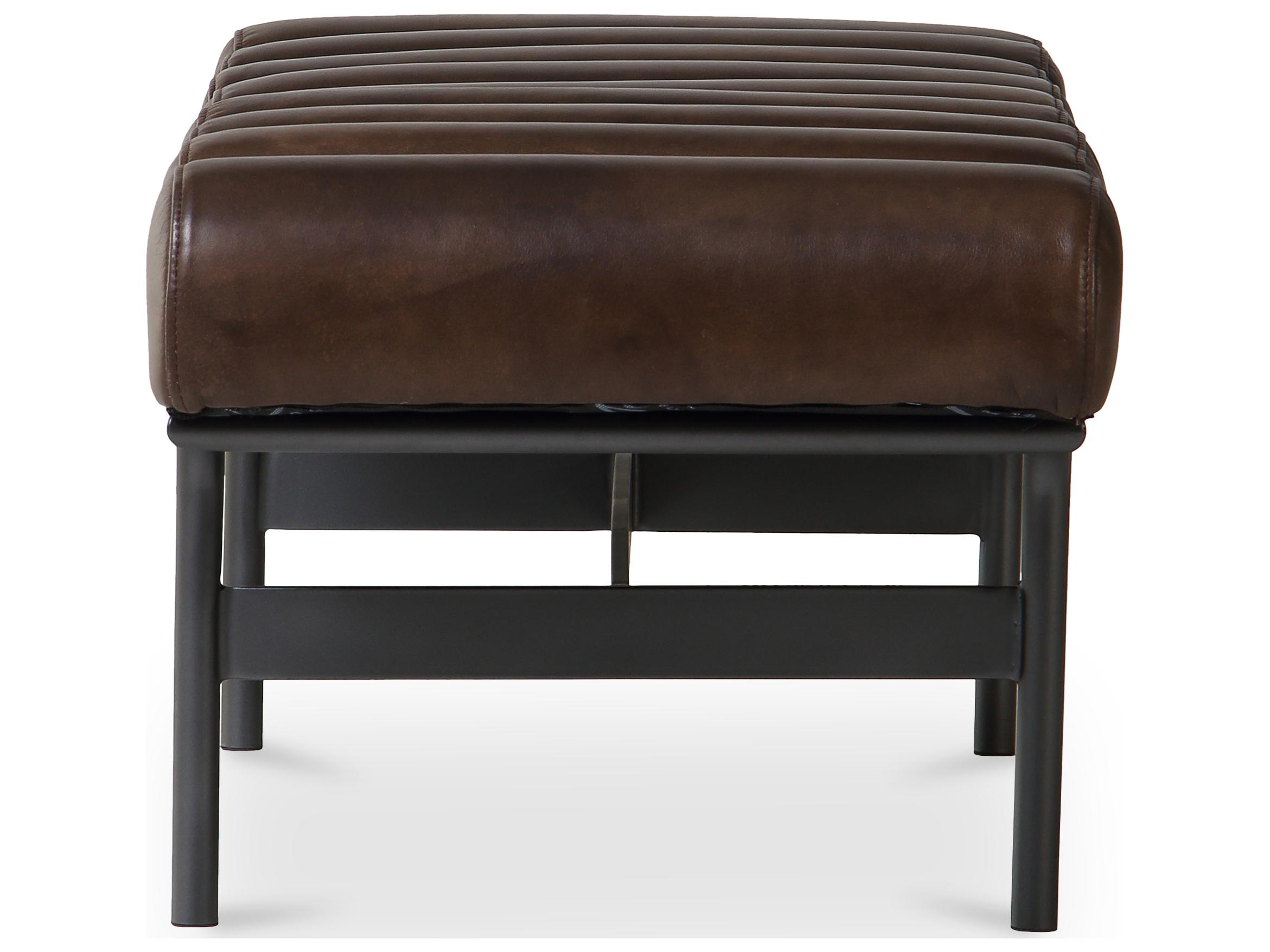 Moe's Home Harrison Dark Brown Leather Accent Bench