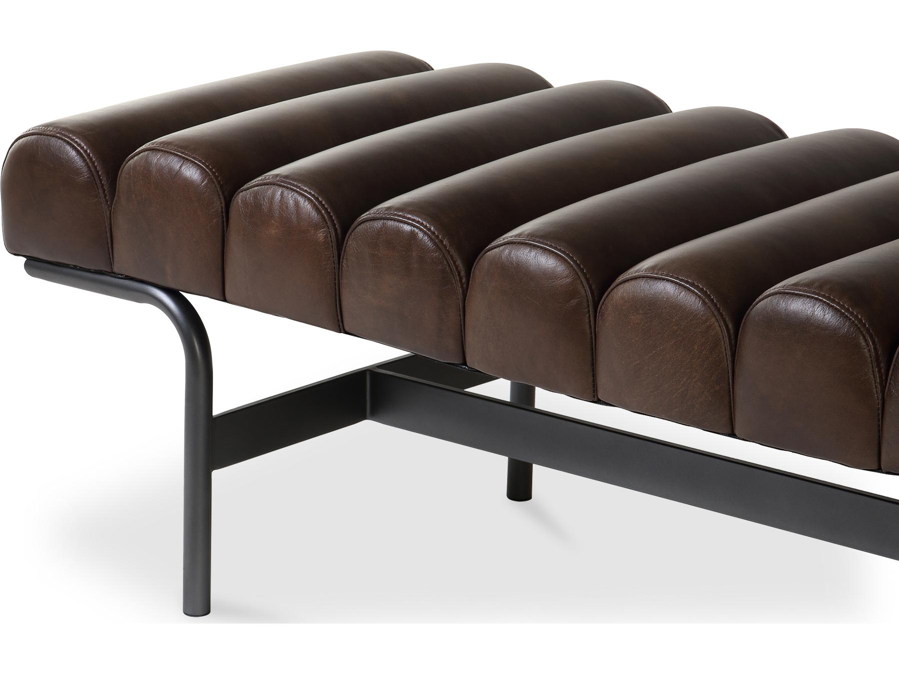 Moe's Home Harrison Dark Brown Leather Accent Bench
