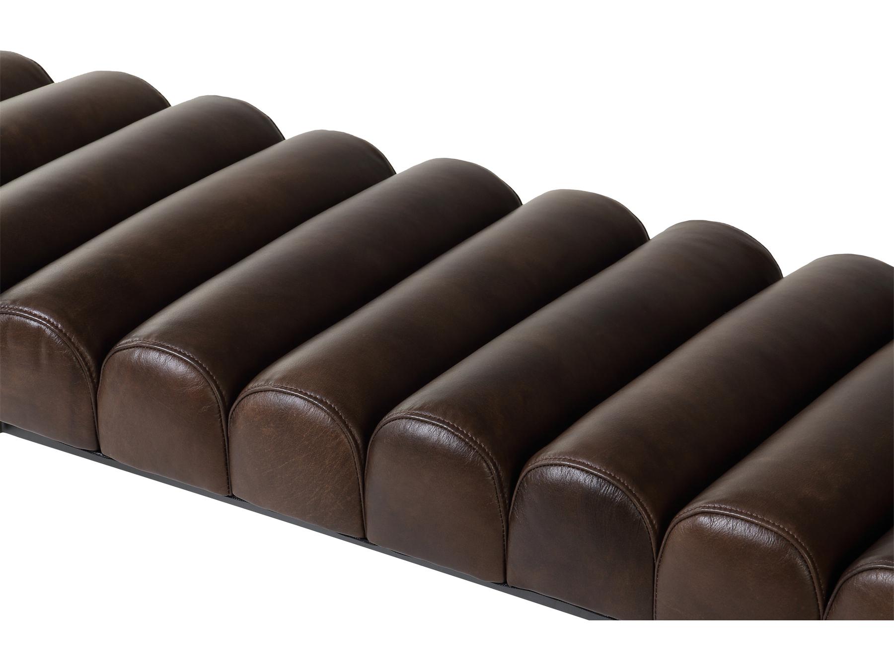 Moe's Home Harrison Dark Brown Leather Accent Bench