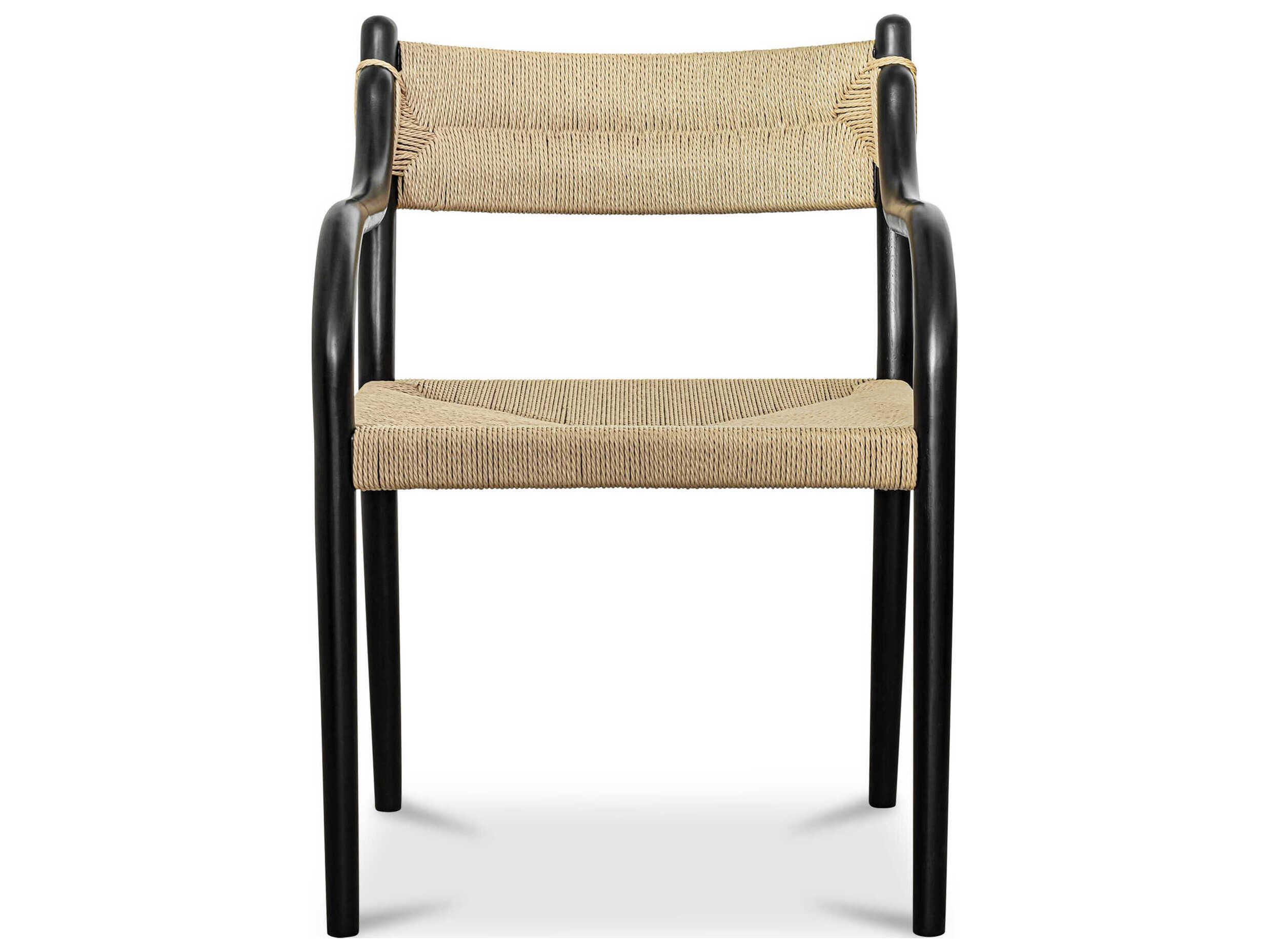 Moe's Home Kenny Beech Wood Black Arm Dining Chair