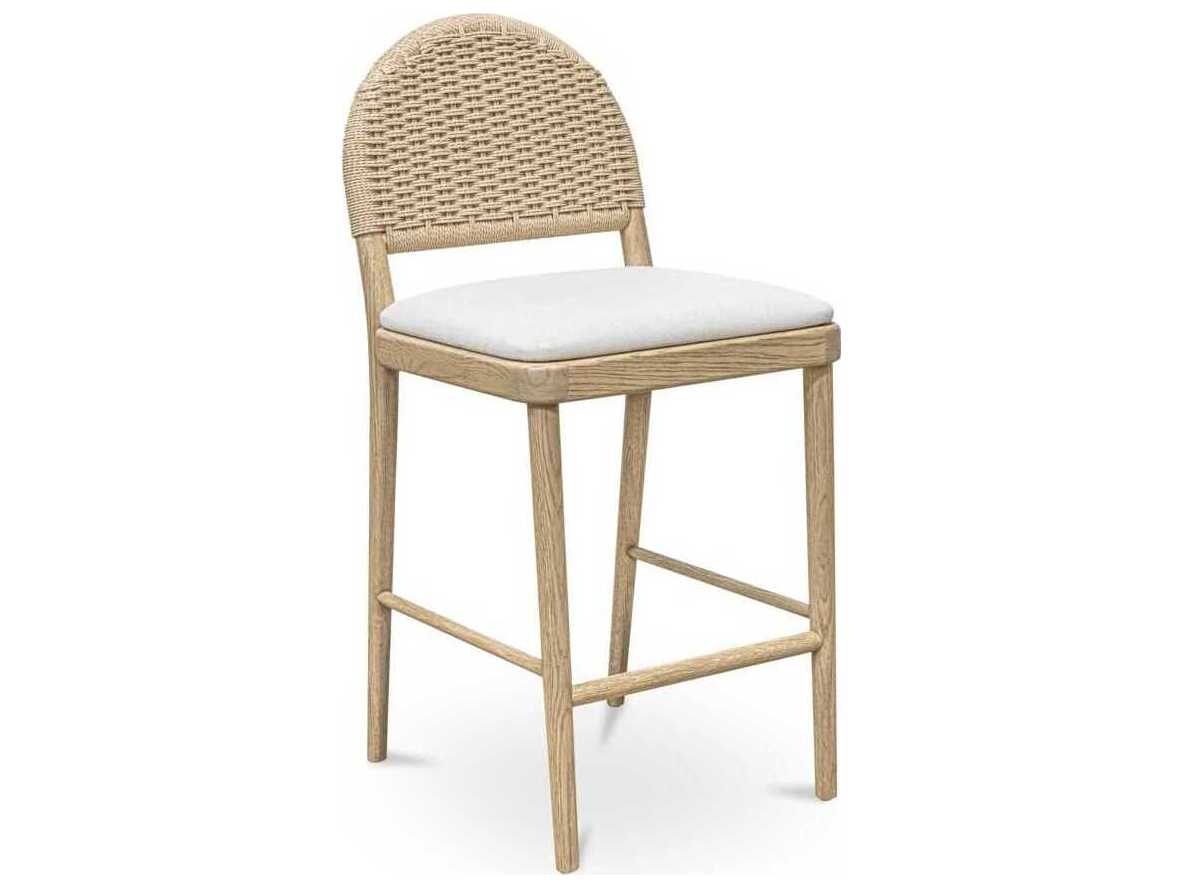 Moe's Home Claire Natural Upholstered Oak Wood Counter Stool