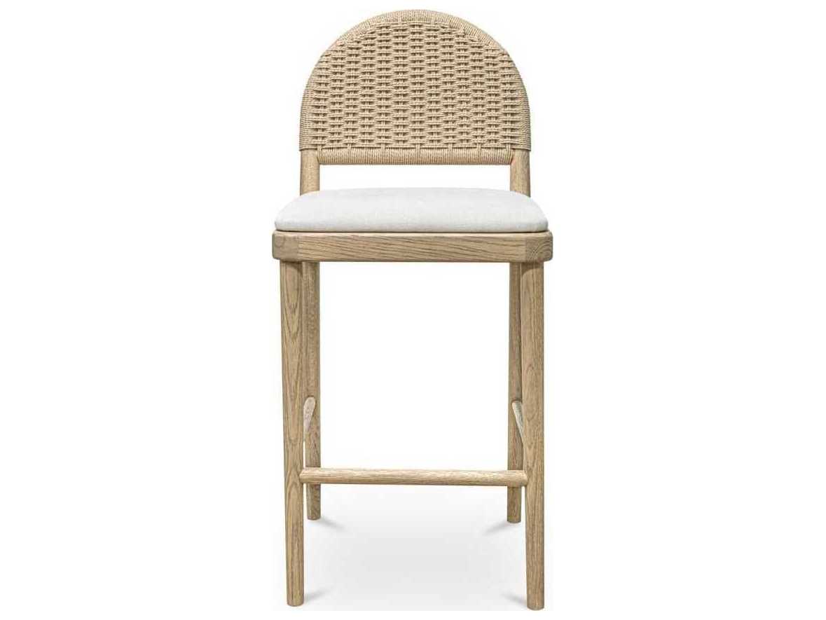 Moe's Home Claire Natural Upholstered Oak Wood Counter Stool