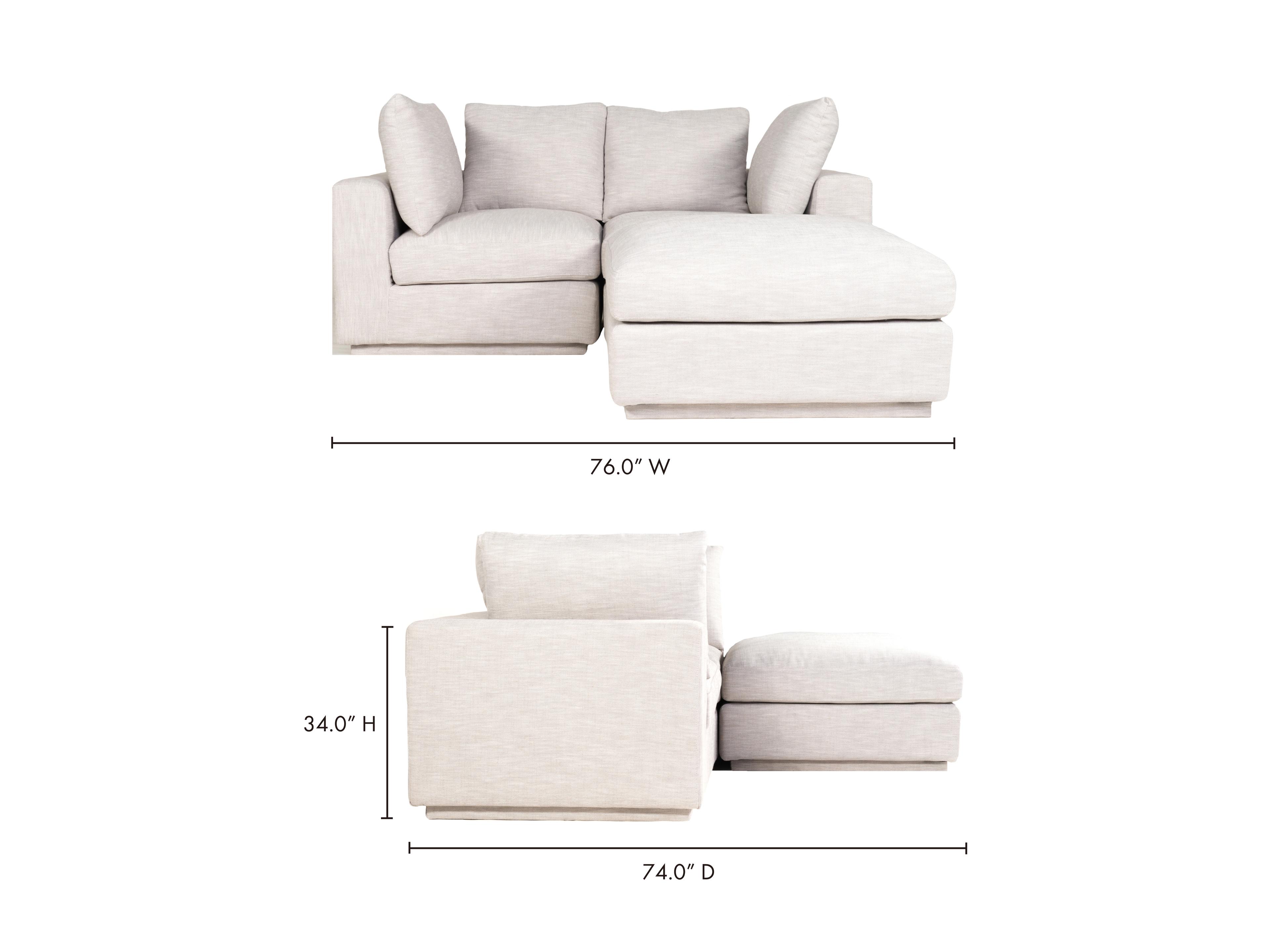 Moe's Home Justin White Upholstered Sectional Sofa