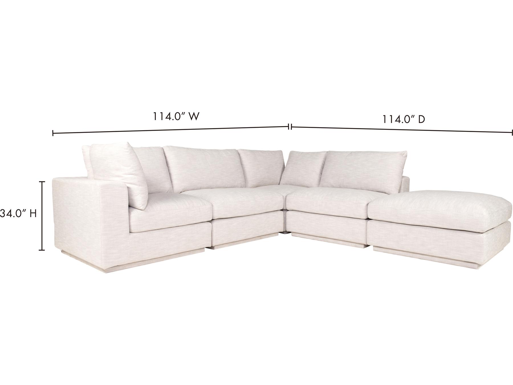Moe's Home Justin White Upholstered Sectional Sofa
