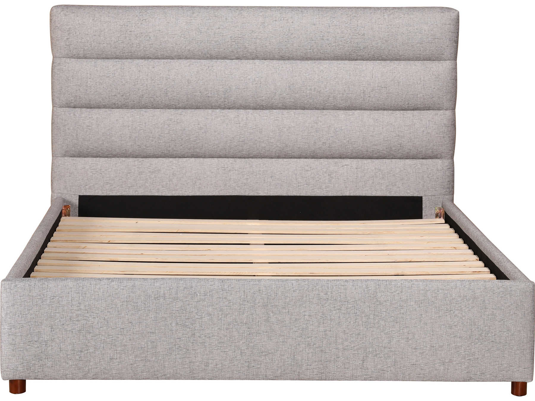 Moe's Home Light Grey Pine Wood Upholstered Queen Platform Bed