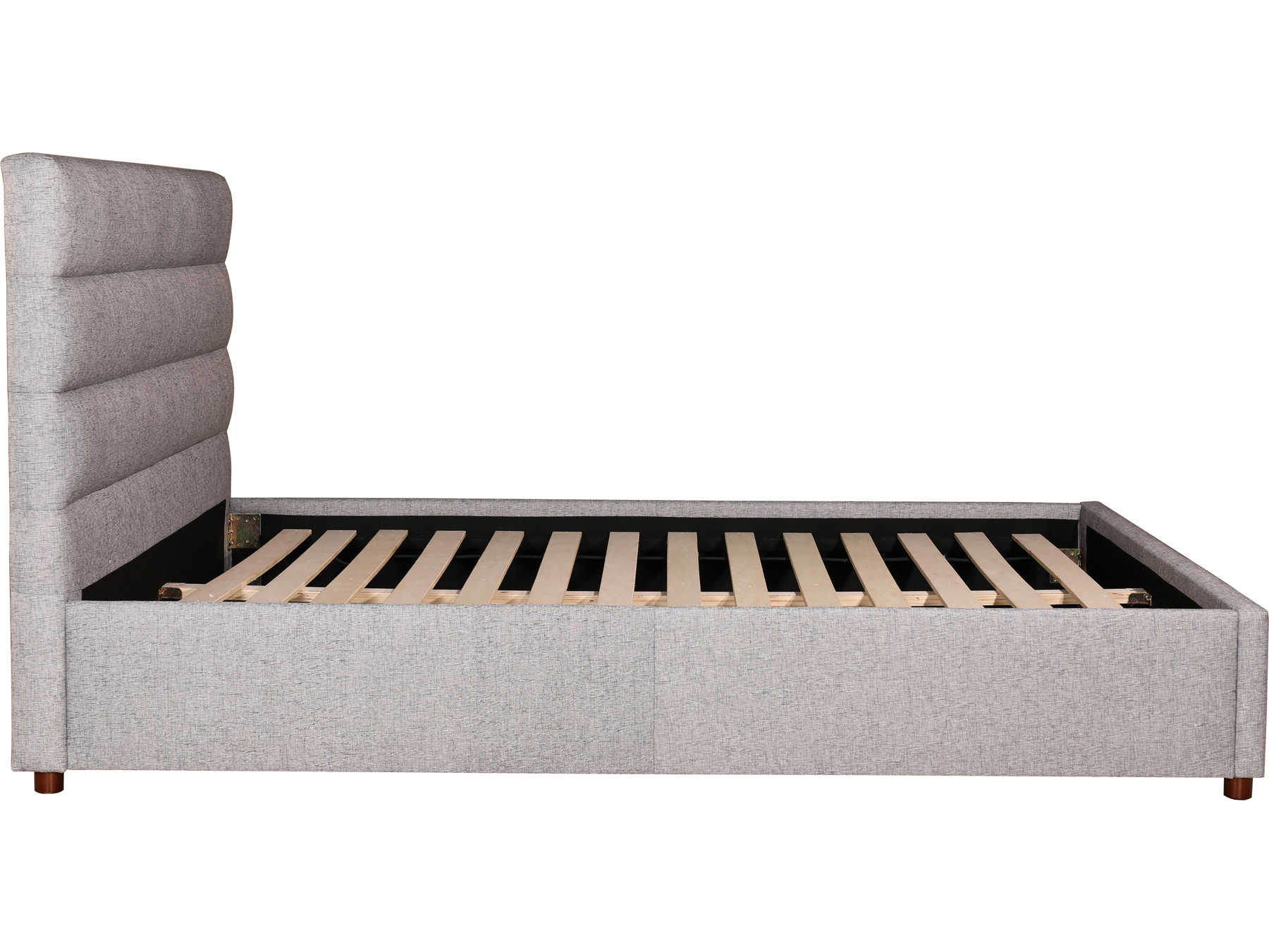 Moe's Home Light Grey Pine Wood Upholstered Queen Platform Bed