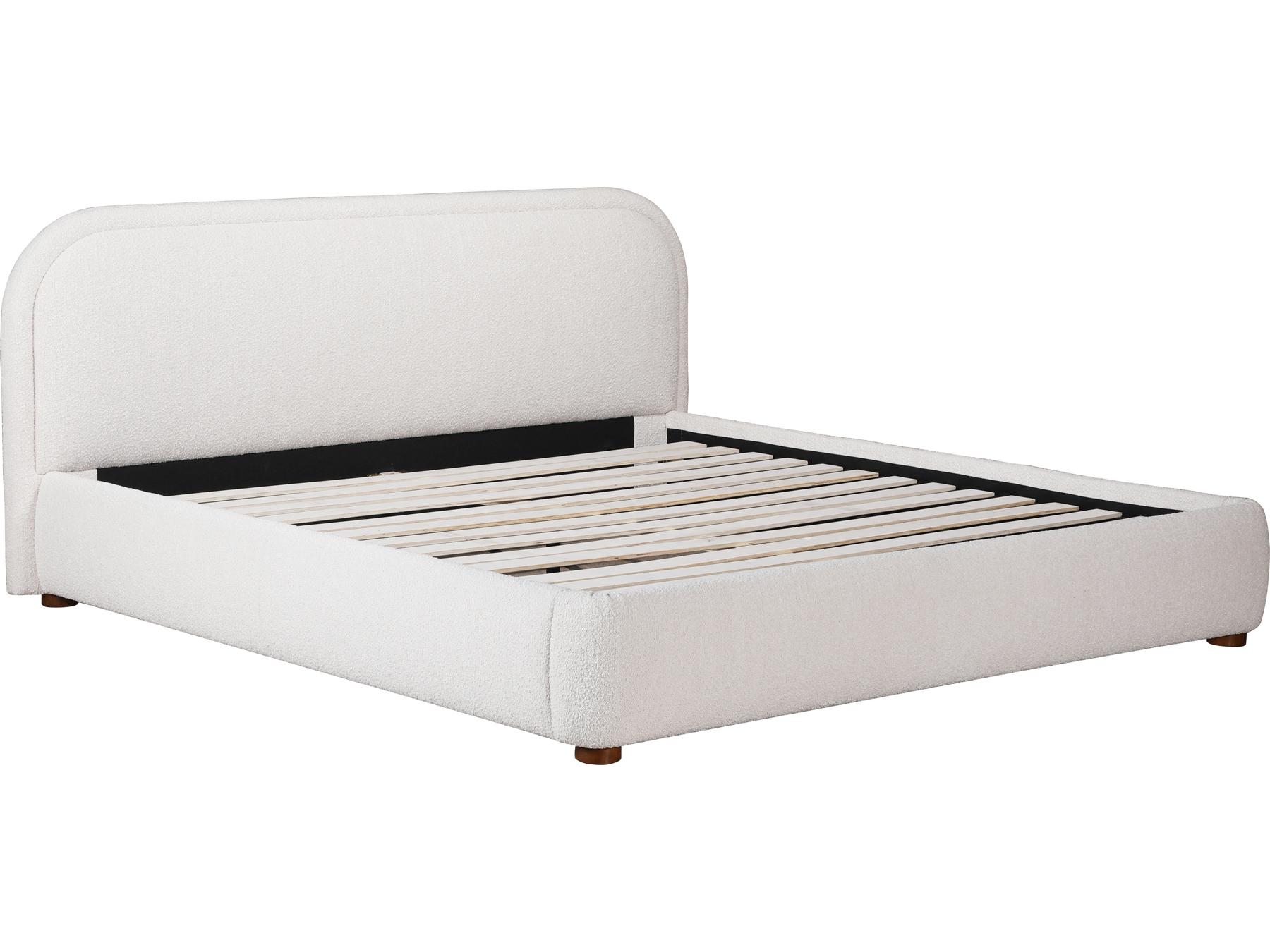 Moe's Home Colin Oatmeal White Ply Wood Upholstered King Panel Bed
